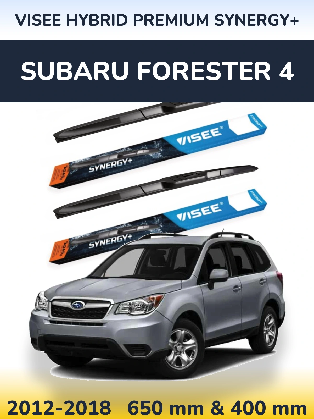 Комплект передних дворников VISEE HYBRID PREMIUM SYNERGY+ 650 & 400 мм для Subaru Forester 4 2012-2018