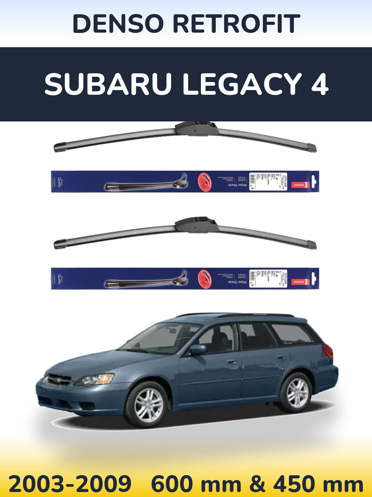 Комплект передних дворников Denso Retrofit 600 & 450 мм для Subaru Legacy 4 2003-2009