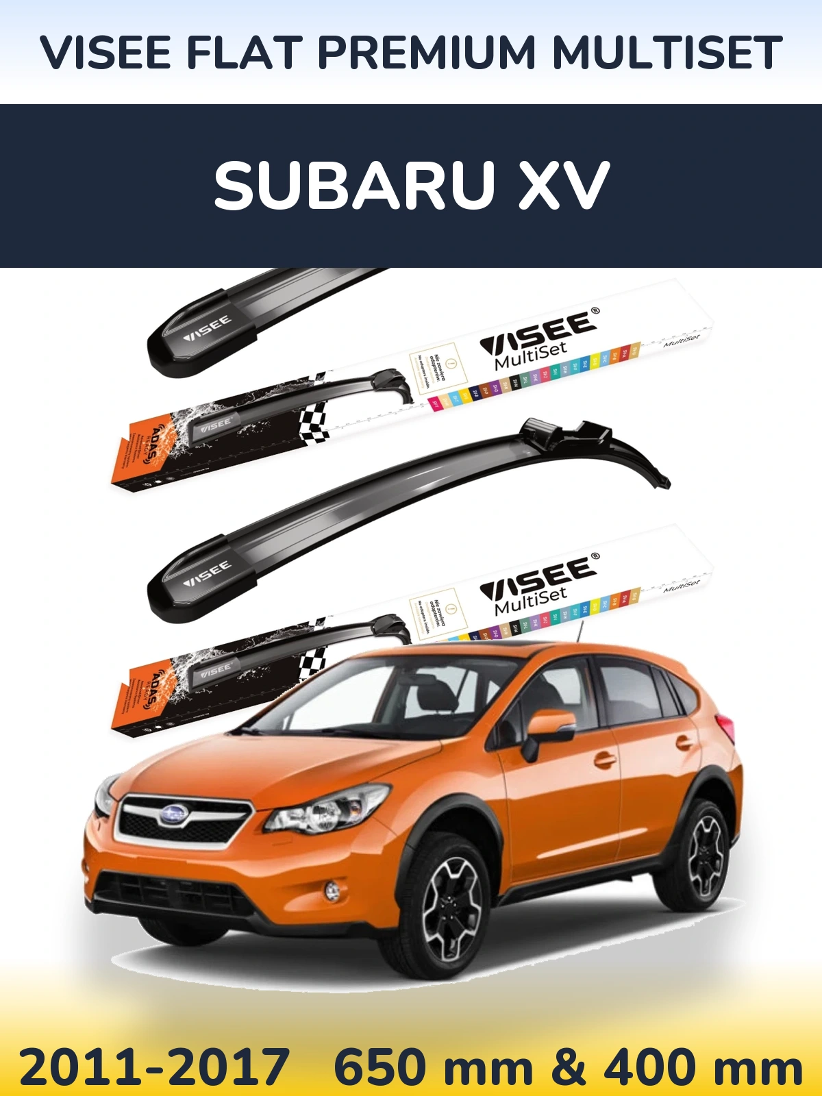 Комплект передних дворников VISEE FLAT PREMIUM MultiSet 650 & 400 мм для Subaru XV 2011-2017