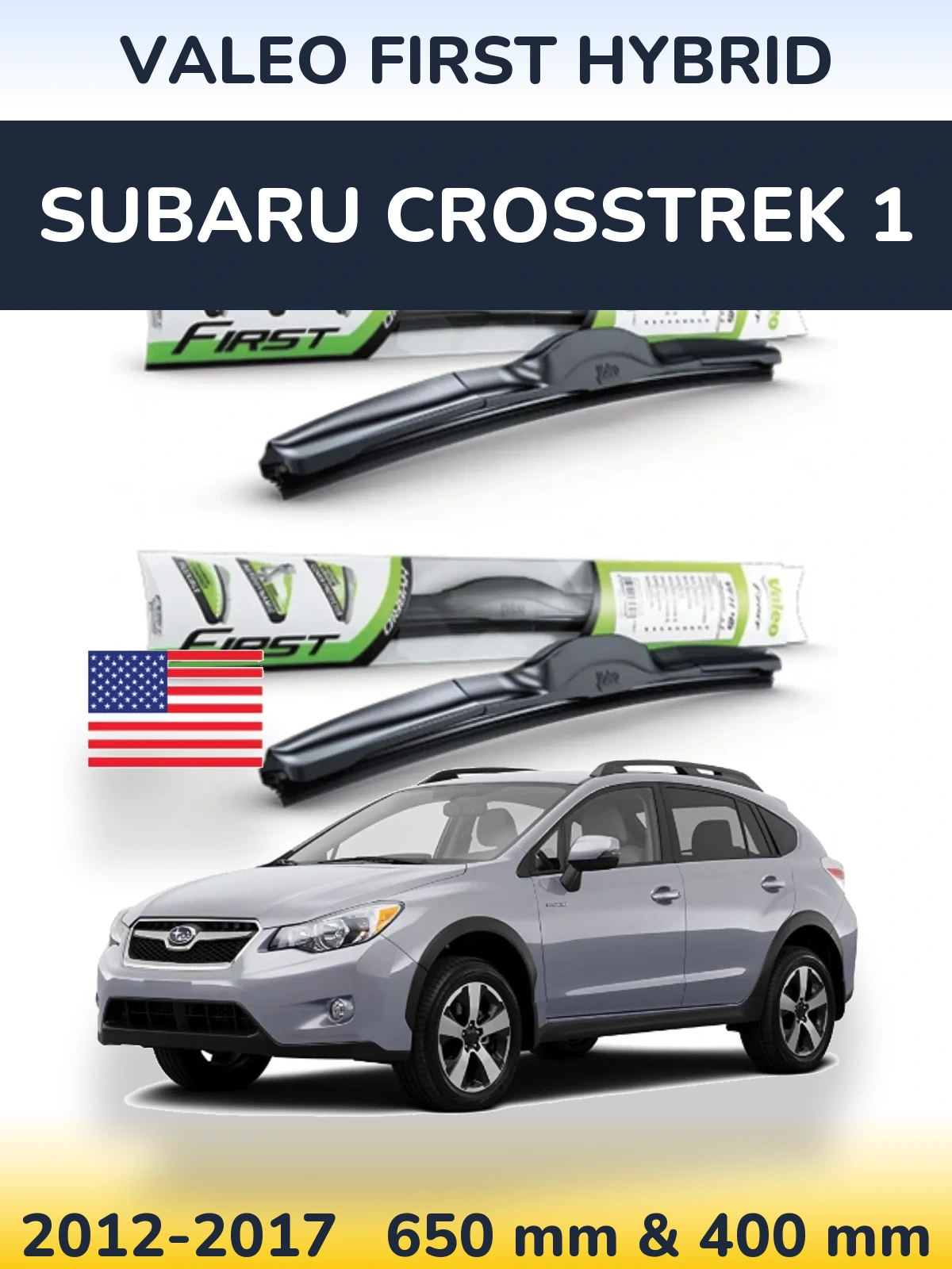 Front wiper blade set Valeo First Hybrid 650 & 400 mm for Subaru Crosstrek 1 2012-2017
