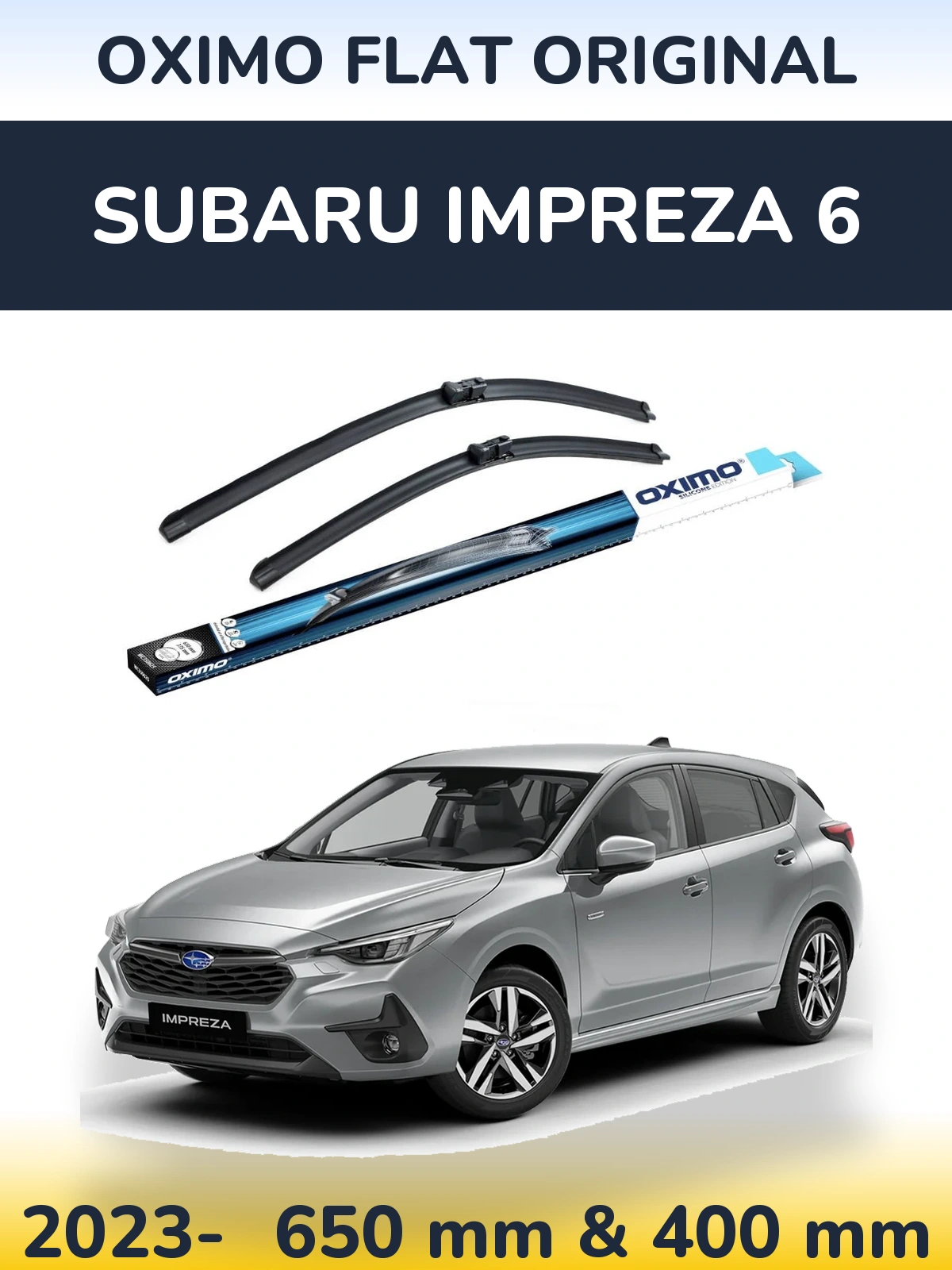 Комплект передних дворников Oximo Flat Original 650 & 400 мм для Subaru Impreza 6 2023-2026