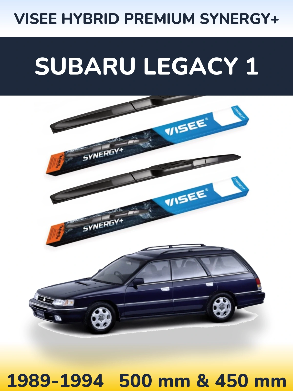 Комплект передних дворников VISEE HYBRID PREMIUM SYNERGY+ 500 & 450 мм для Subaru Legacy 1 1989-1994