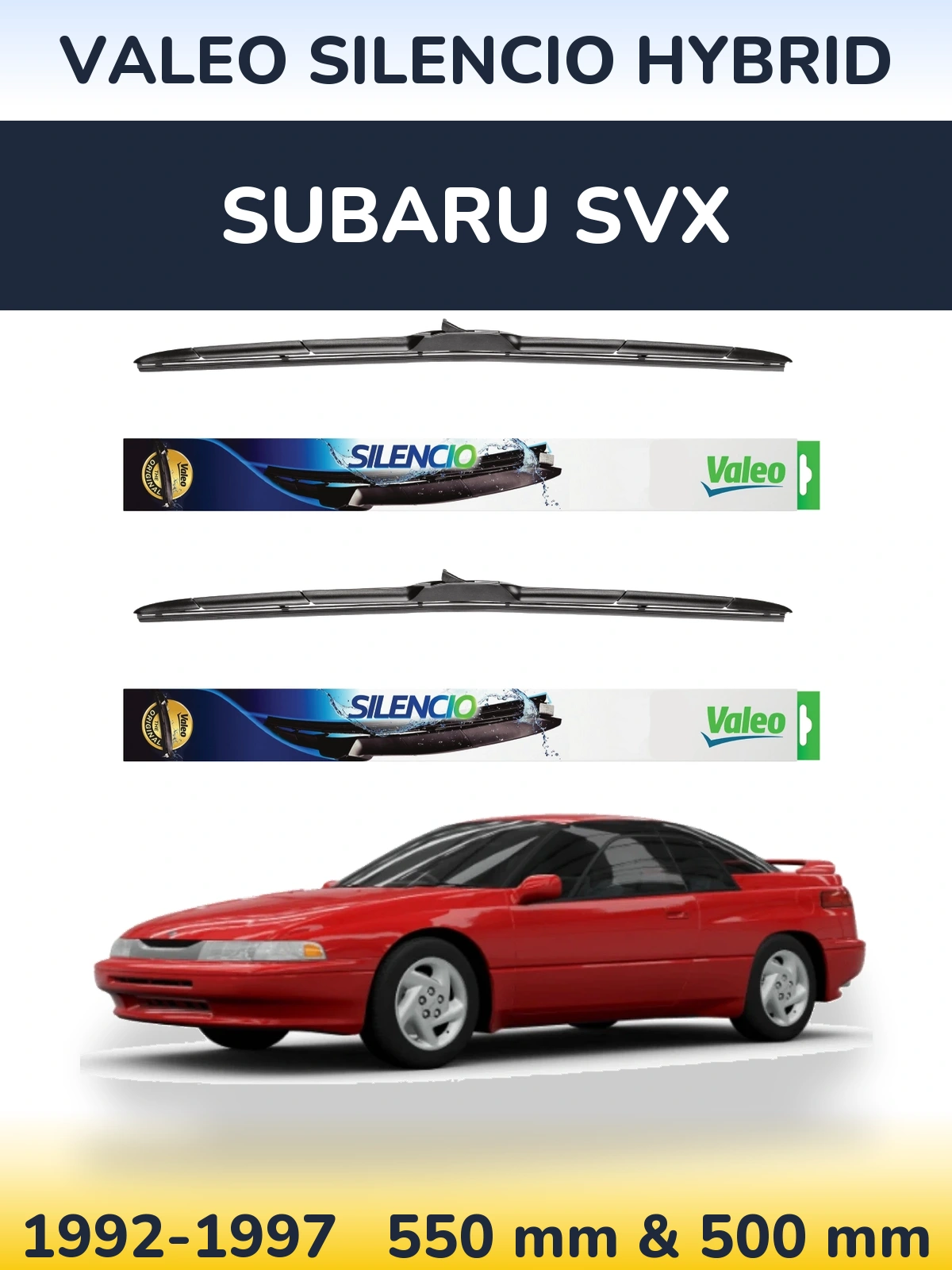 Комплект передних дворников Valeo Silencio Hybrid 550 & 500 мм для Subaru SVX 1992-1997
