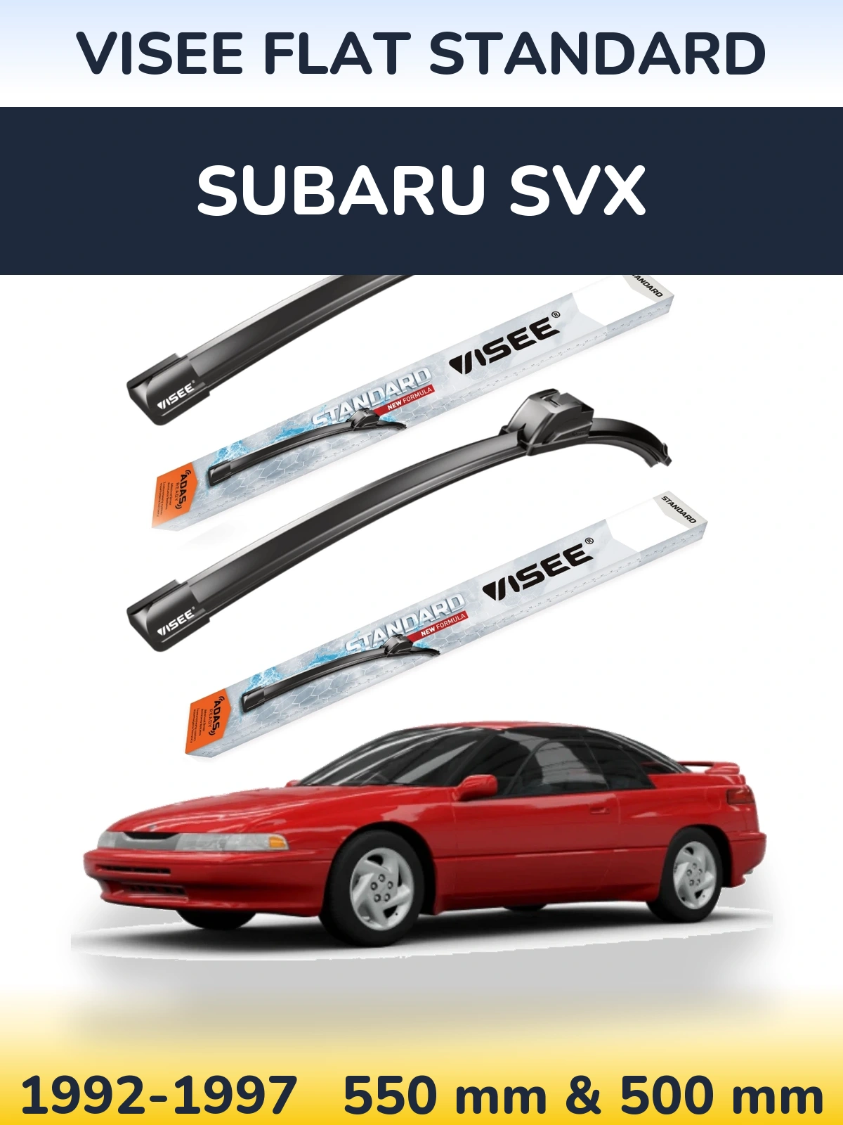 Комплект передних дворников VISEE FLAT STANDARD 550 & 500 мм для Subaru SVX 1992-1997