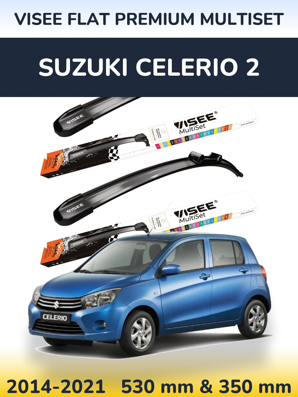 Ștergătoare VISEE FLAT PREMIUM MultiSet pentru Suzuki Celerio 2