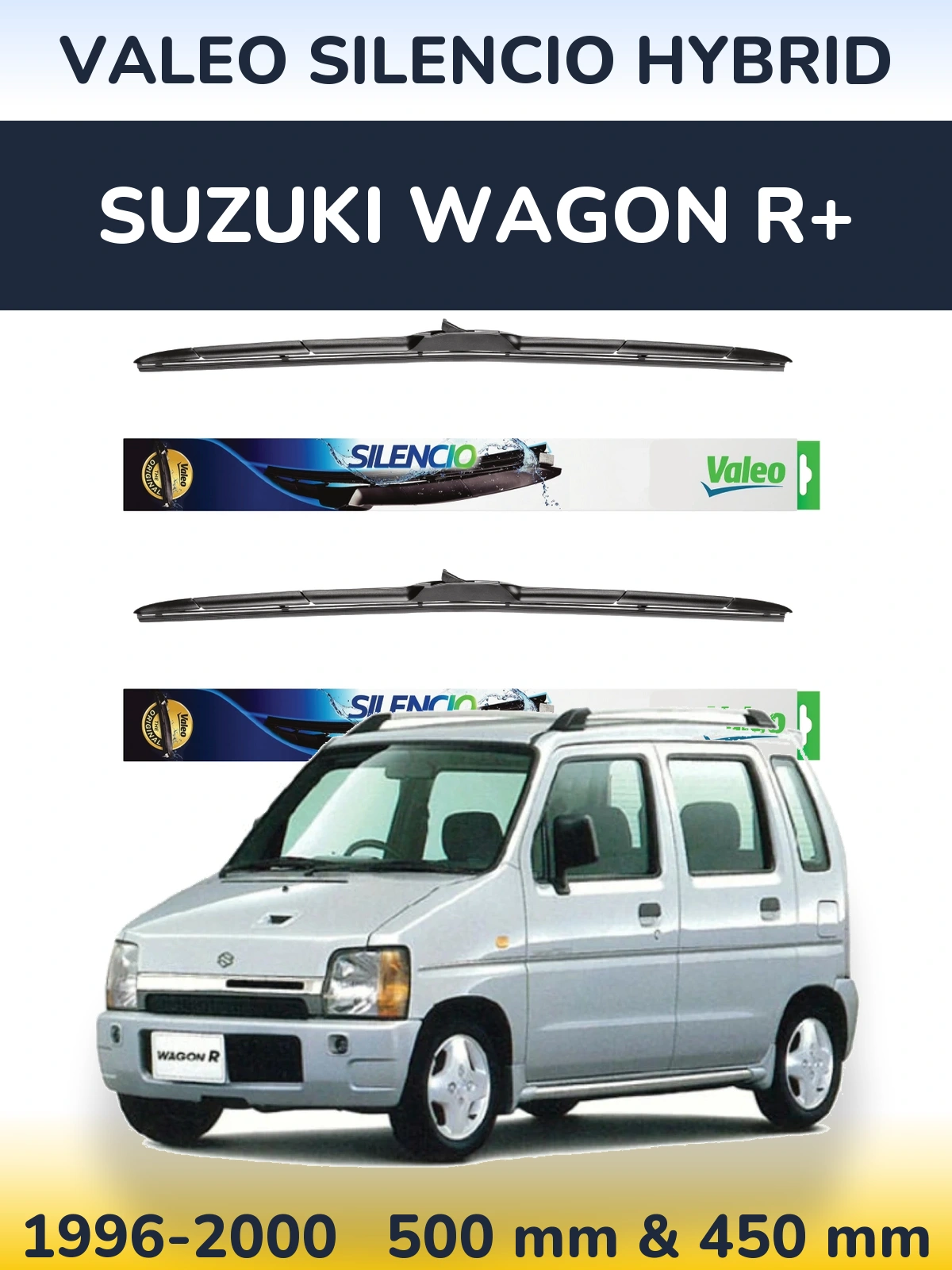 Комплект передних дворников Valeo Silencio Hybrid 500 & 450 мм для Suzuki Wagon R+ 1996-2000