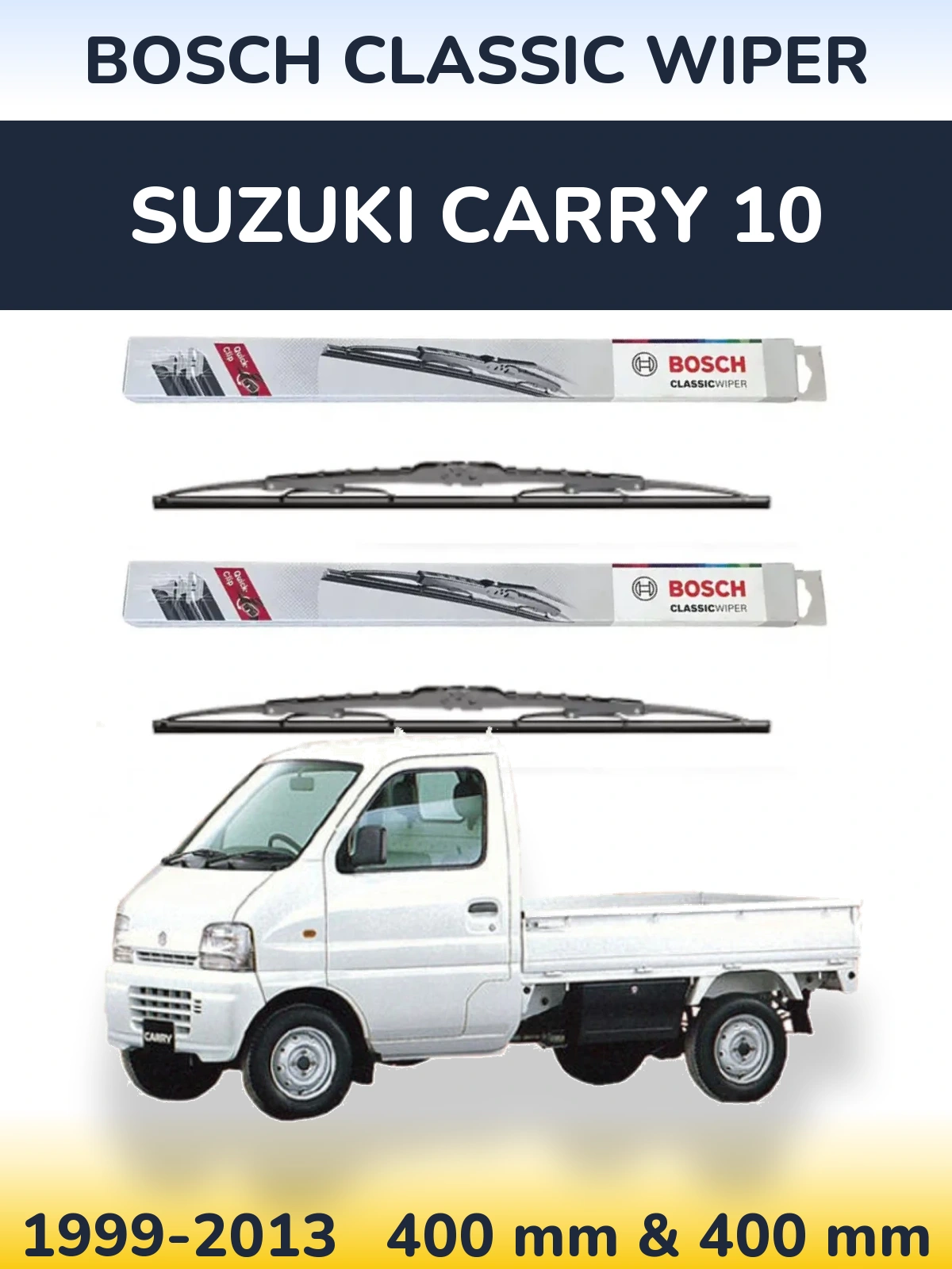 Front wiper blade set BOSCH Classic Wiper 400 & 400 mm for Suzuki Carry 10 1999-2013