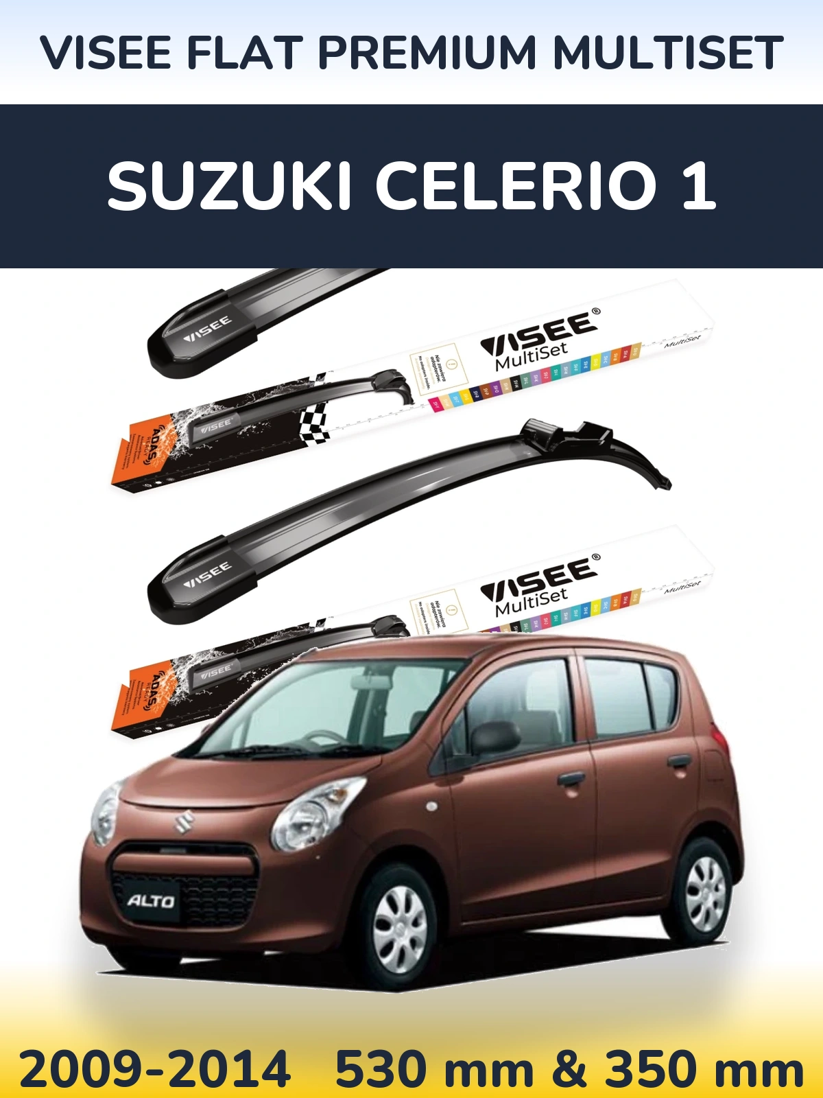 Ștergătoare VISEE FLAT PREMIUM MultiSet pentru Suzuki Celerio 1