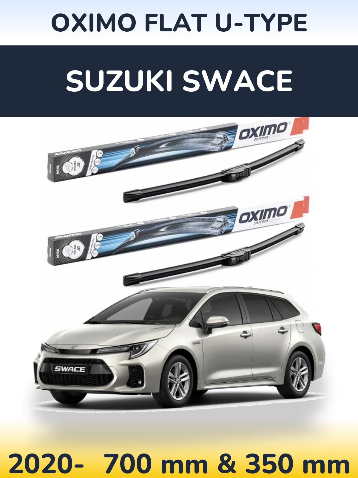 Комплект передних дворников Oximo Flat U-type 700 & 350 мм для Suzuki Swace 2020-2026