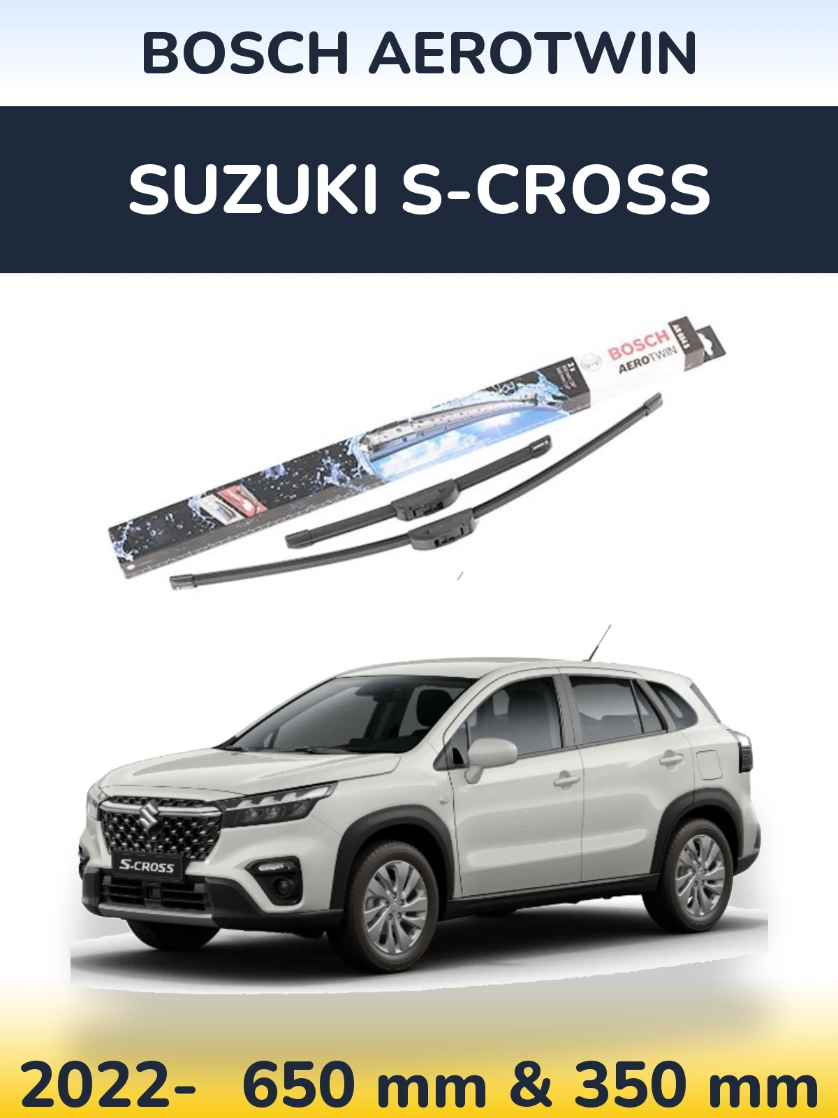 Комплект передних дворников BOSCH AeroTwin 650 & 350 мм для Suzuki S-Cross 2022-2026