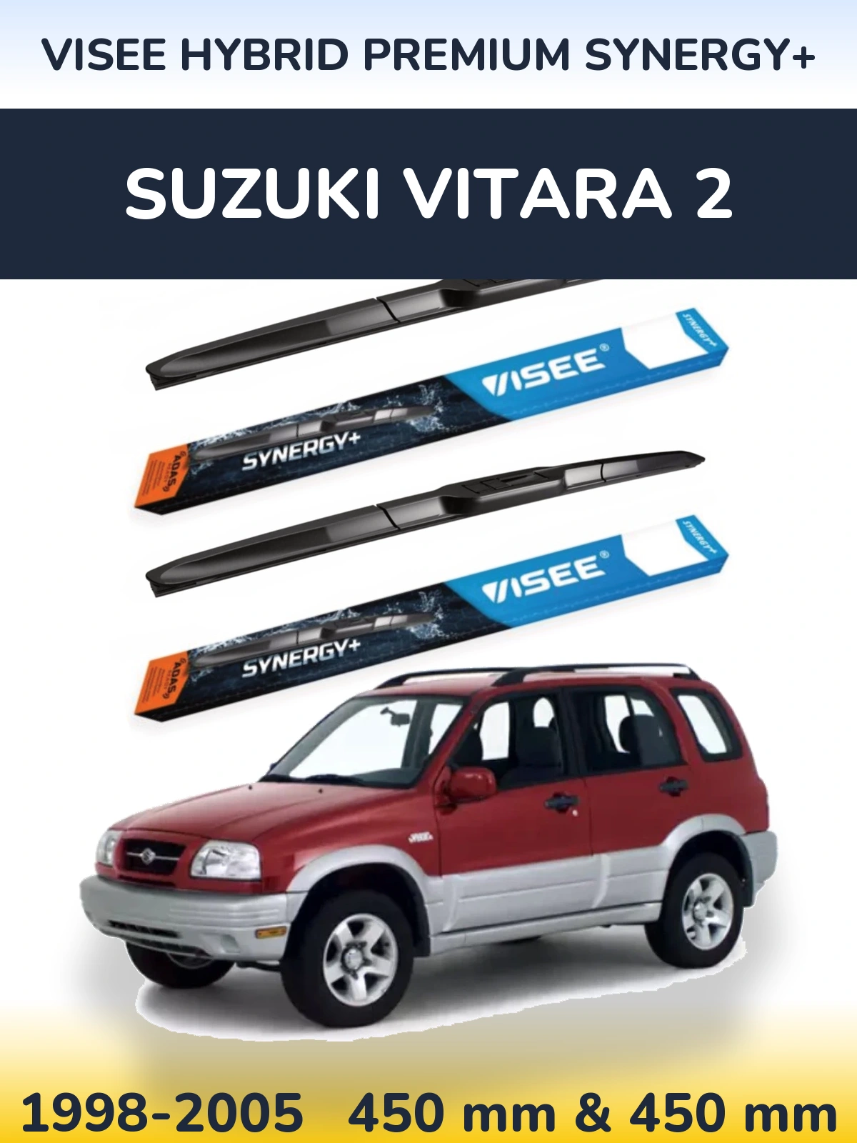Комплект передних дворников VISEE HYBRID PREMIUM SYNERGY+ 450 & 450 мм для Suzuki Vitara 2 1998-2005