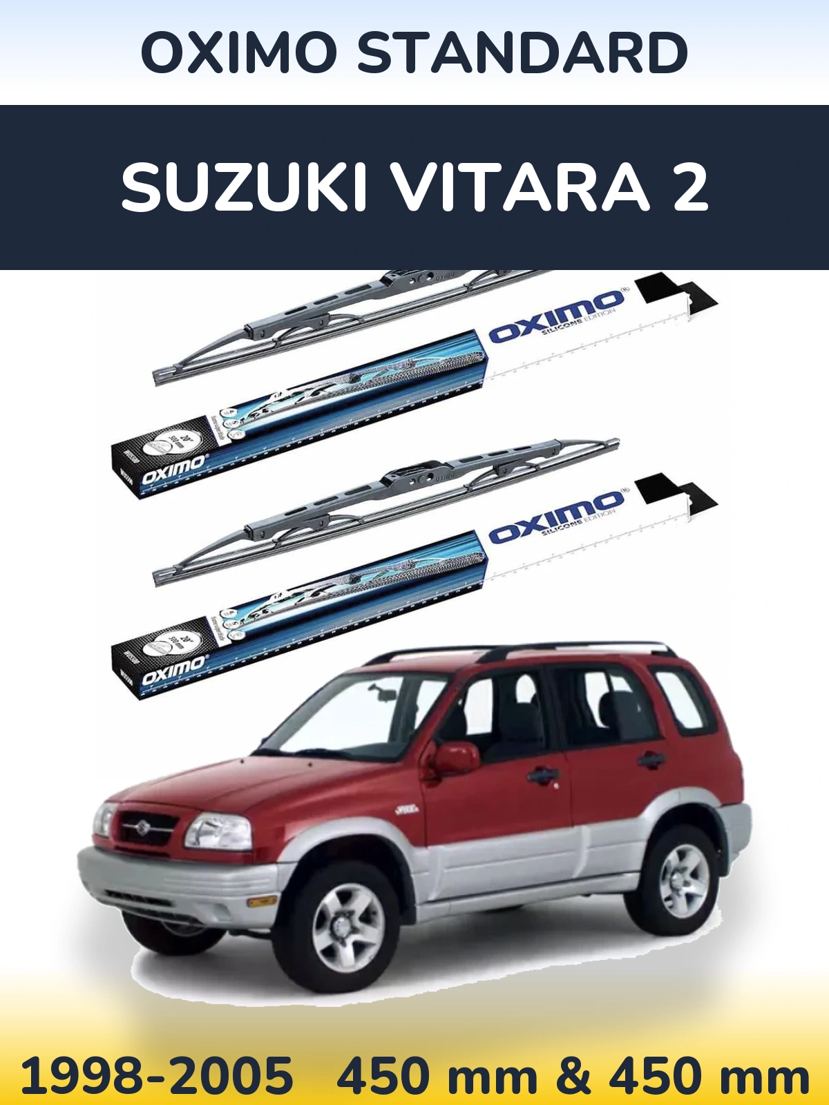 Комплект передних дворников Oximo Standard 450 & 450 мм для Suzuki Vitara 2 1998-2005