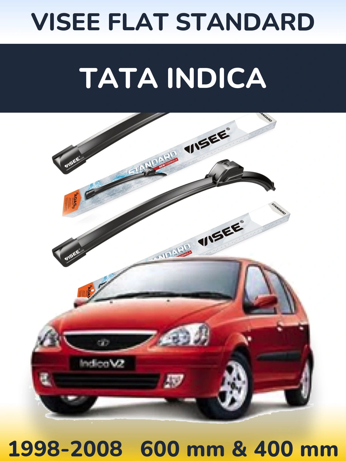 Комплект передних дворников VISEE FLAT STANDARD 600 & 400 мм для Tata Indica 1998-2008
