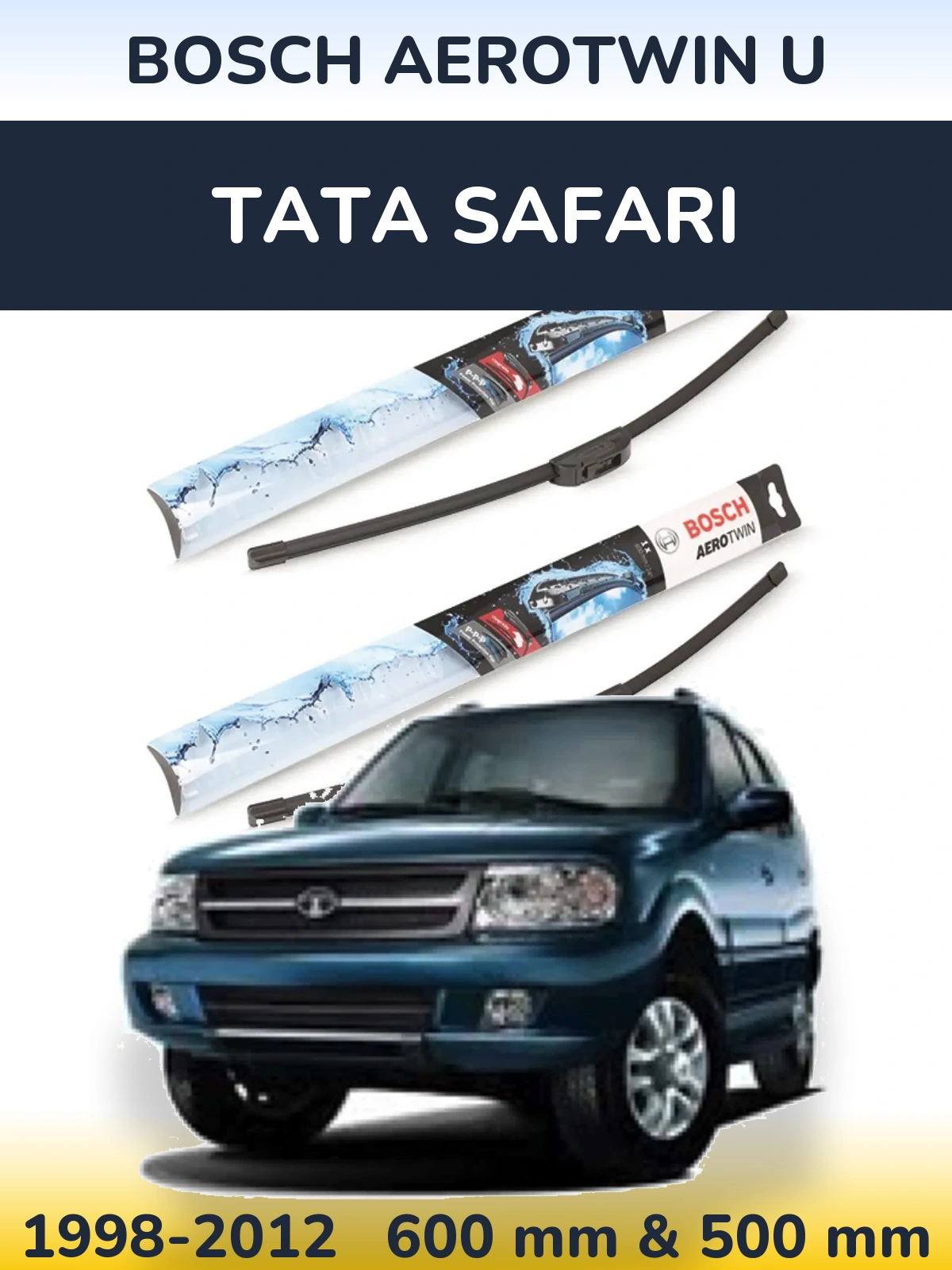 Комплект передних дворников BOSCH AeroTwin U 600 & 500 мм для Tata Safari 1998-2012