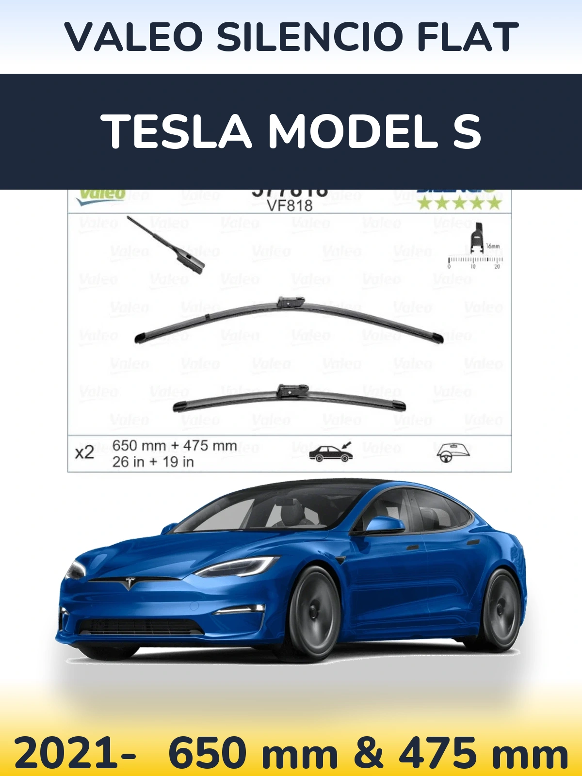 Ștergătoare Valeo Silencio Flat pentru Tesla Model S