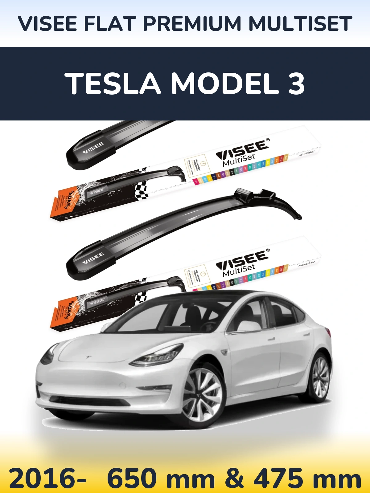 Ștergătoare VISEE FLAT PREMIUM MultiSet pentru Tesla Model 3