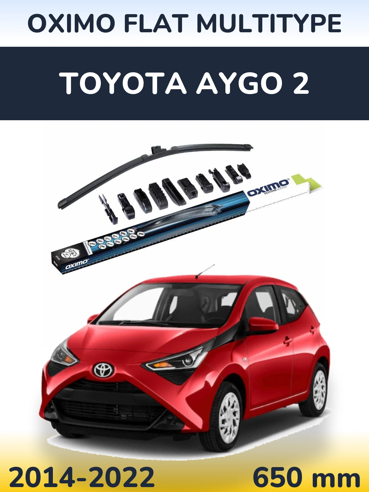 Front wiper blade Oximo Flat MultiTypee 650 mm for Toyota Aygo 2 2014-2022