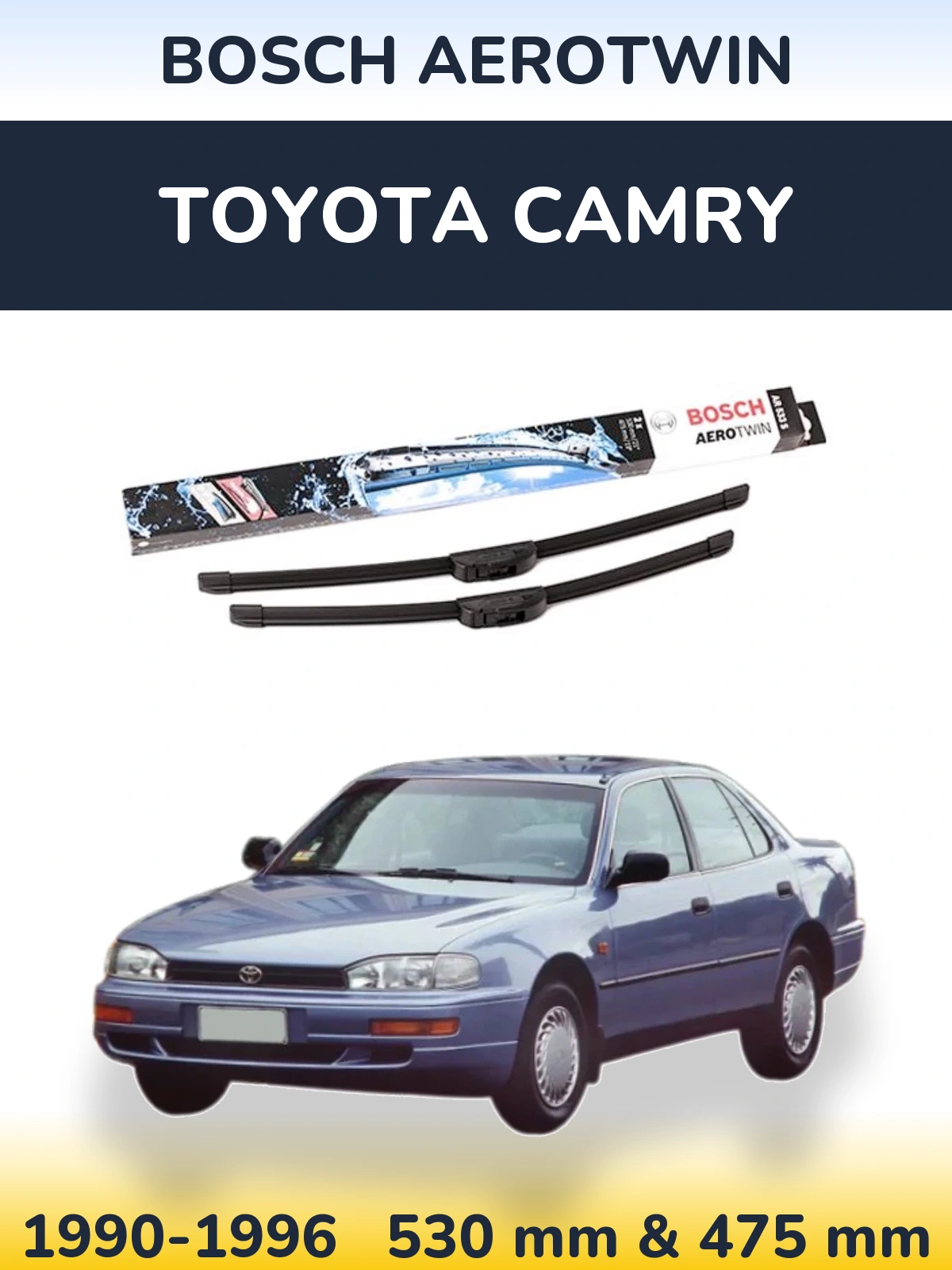 Комплект передних дворников BOSCH AeroTwin 530 & 475 мм для Toyota Camry 1990-1996