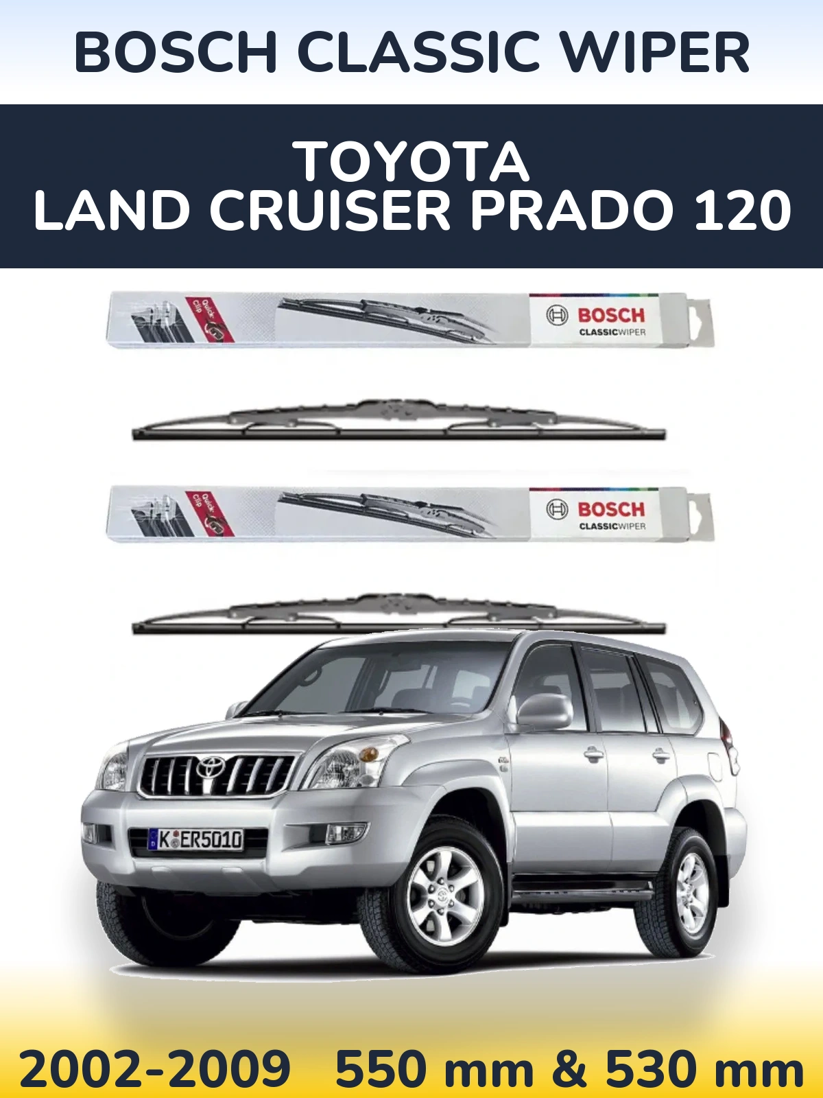 Ștergătoare BOSCH Classic Wiper pentru Toyota Land Cruiser Prado 120
