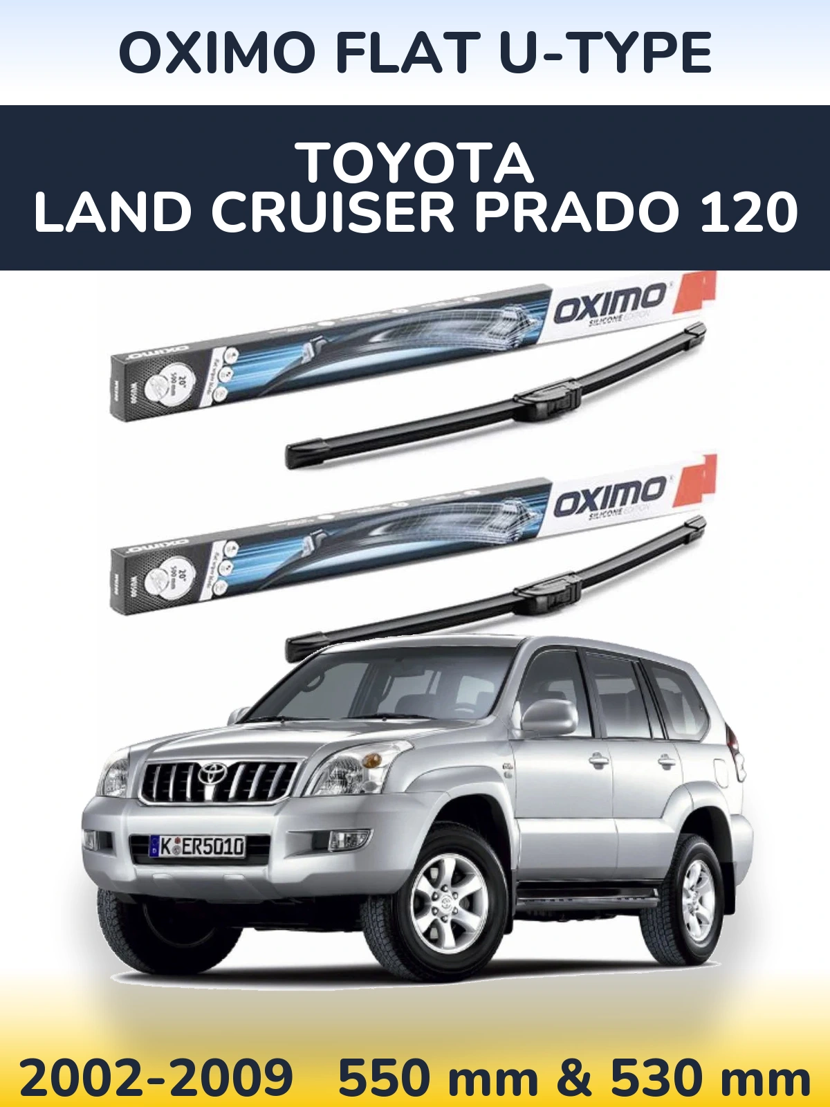 Ștergătoare Oximo Flat U-type pentru Toyota Land Cruiser Prado 120