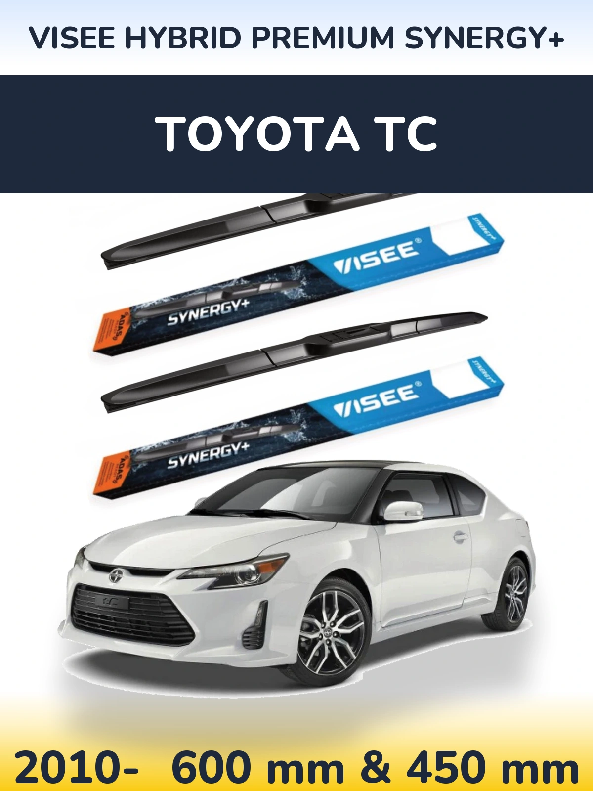 Комплект передних дворников VISEE HYBRID PREMIUM SYNERGY+ 600 & 450 мм для Toyota tC 2010-2026