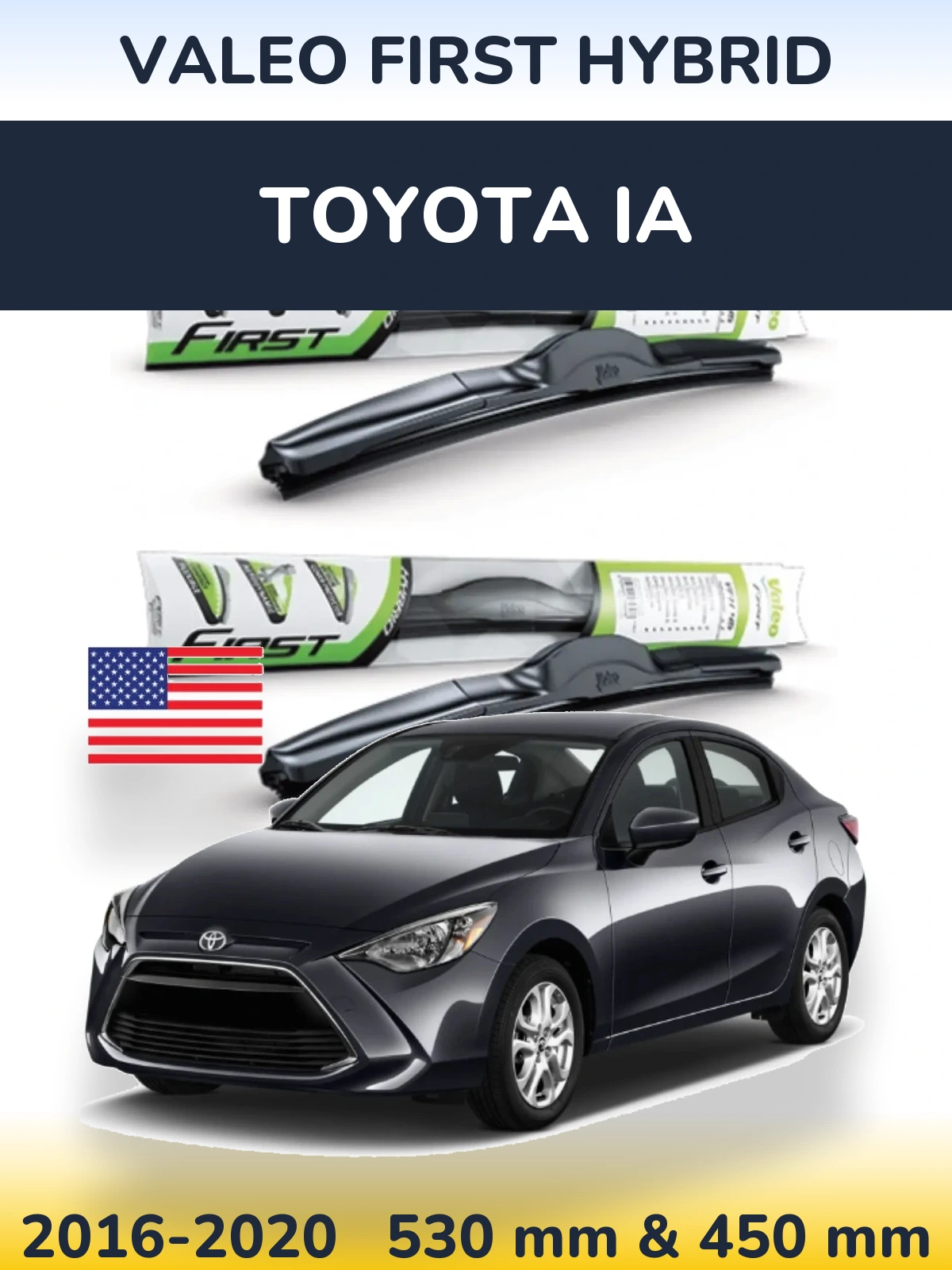Комплект передних дворников Valeo First Hybrid 530 & 450 мм для Toyota iA 2016-2020