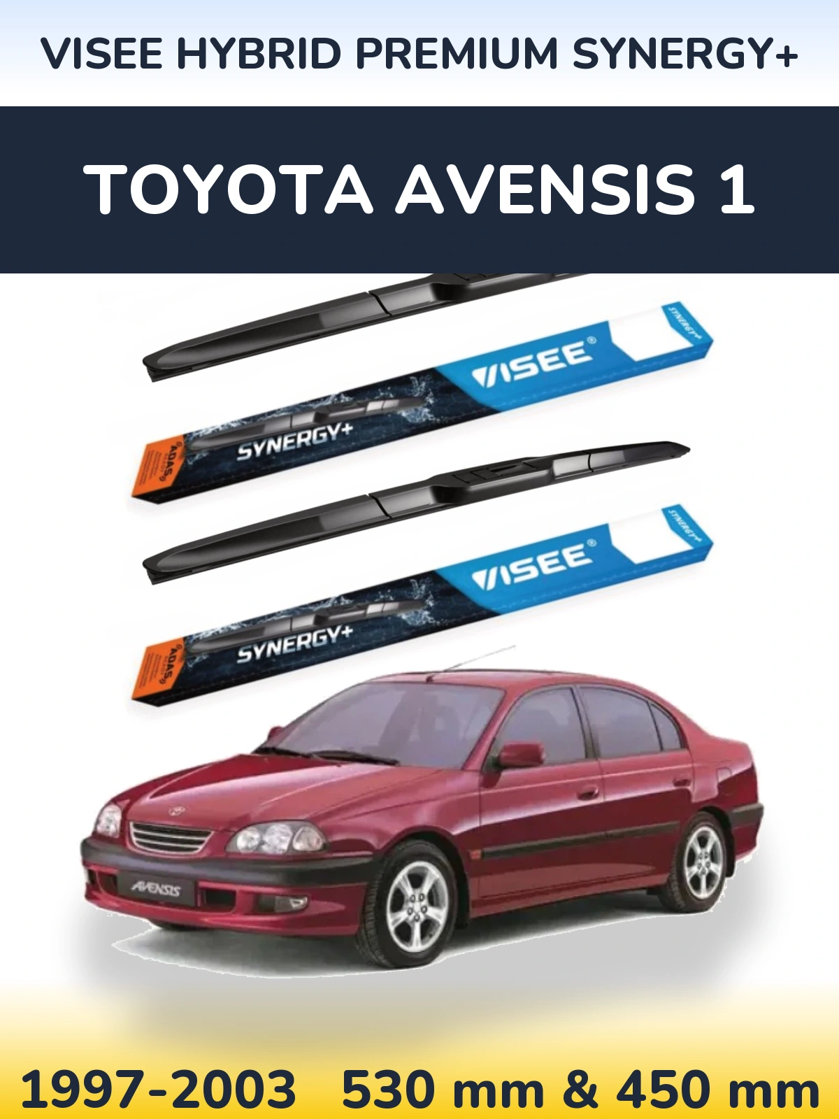 Комплект передних дворников VISEE HYBRID PREMIUM SYNERGY+ 530 & 450 мм для Toyota Avensis 1 1997-2003