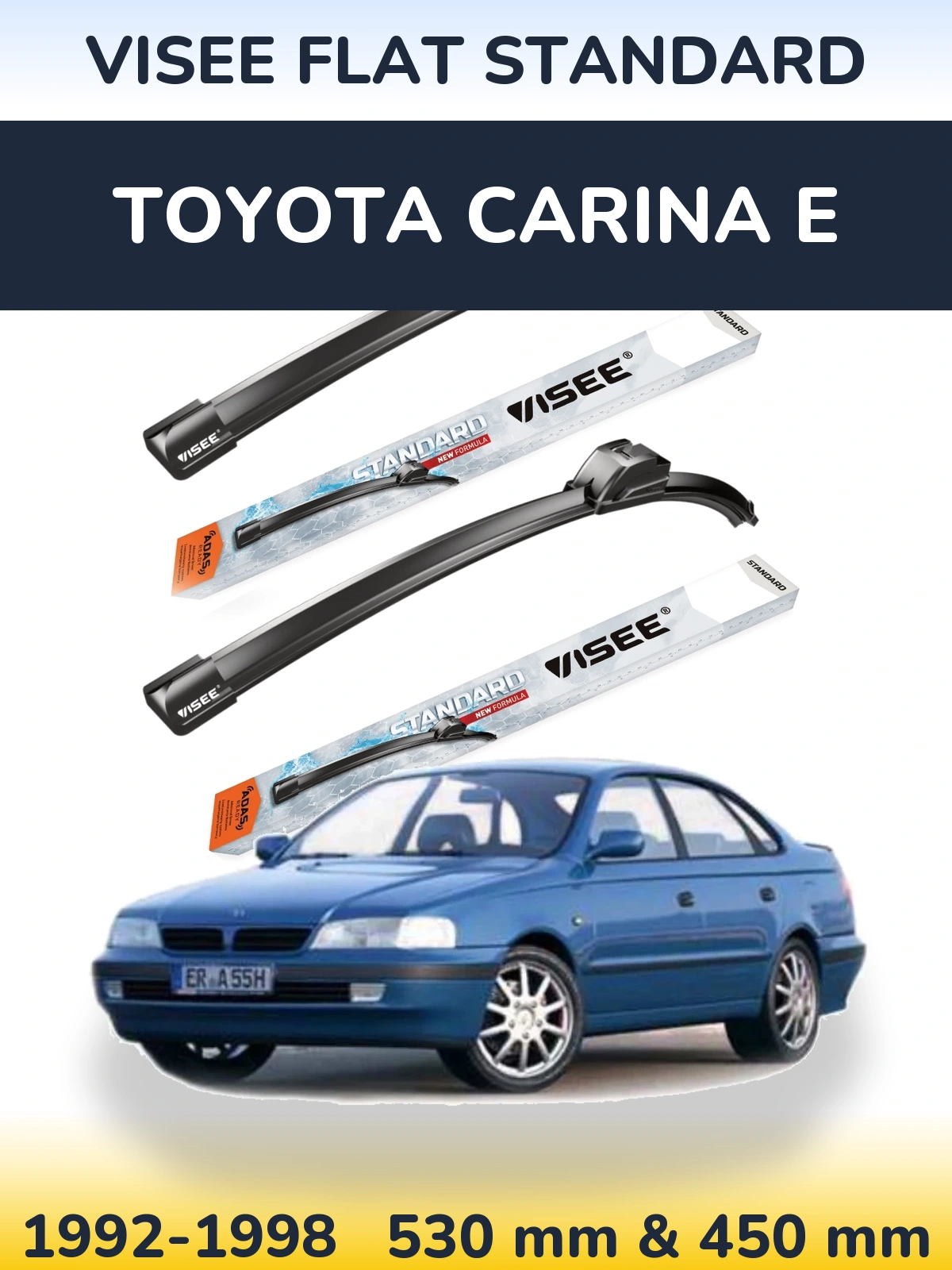 Комплект передних дворников VISEE FLAT STANDARD 530 & 450 мм для Toyota Carina E 1992-1998