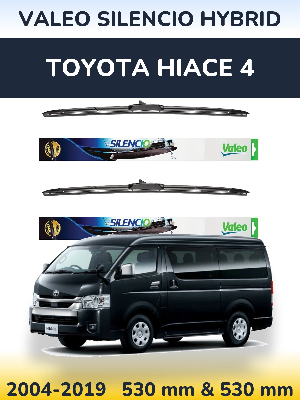 Комплект передних дворников Valeo Silencio Hybrid 530 & 530 мм для Toyota Hiace 4 2004-2019