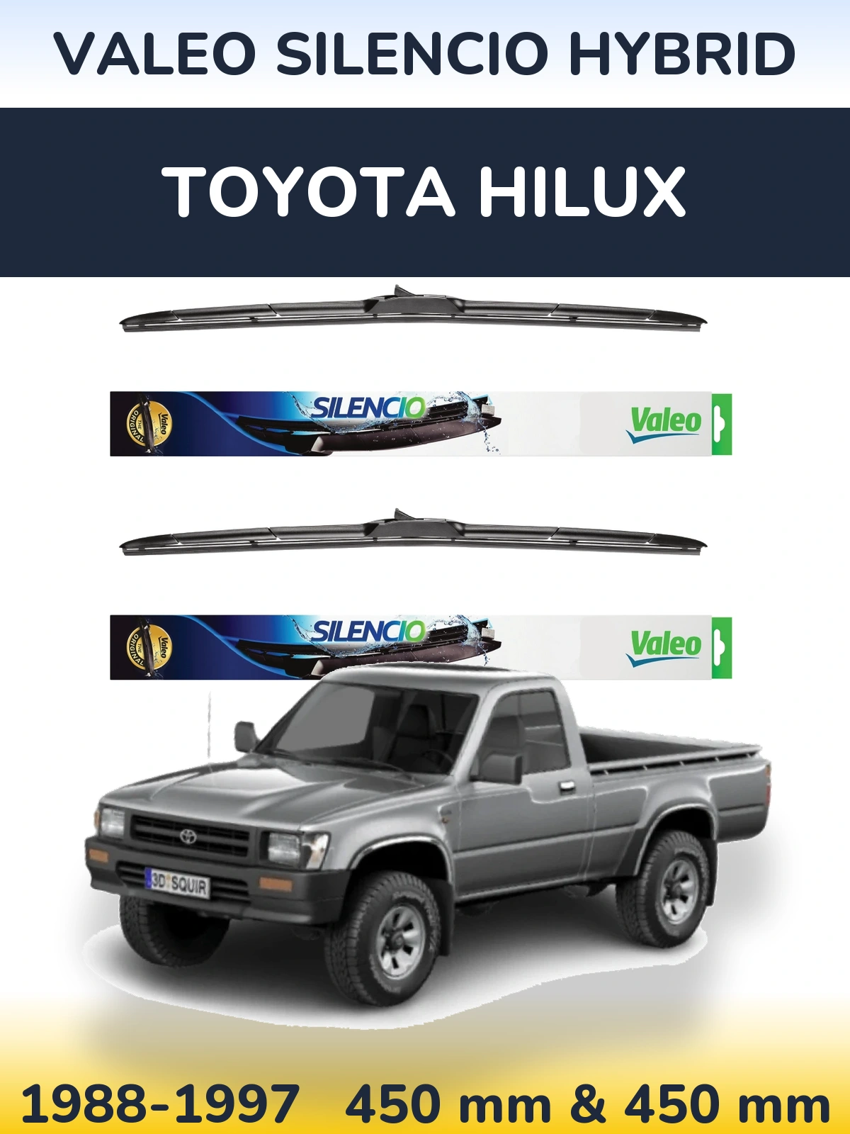 Комплект передних дворников Valeo Silencio Hybrid 450 & 450 мм для Toyota Hilux 1988-1997