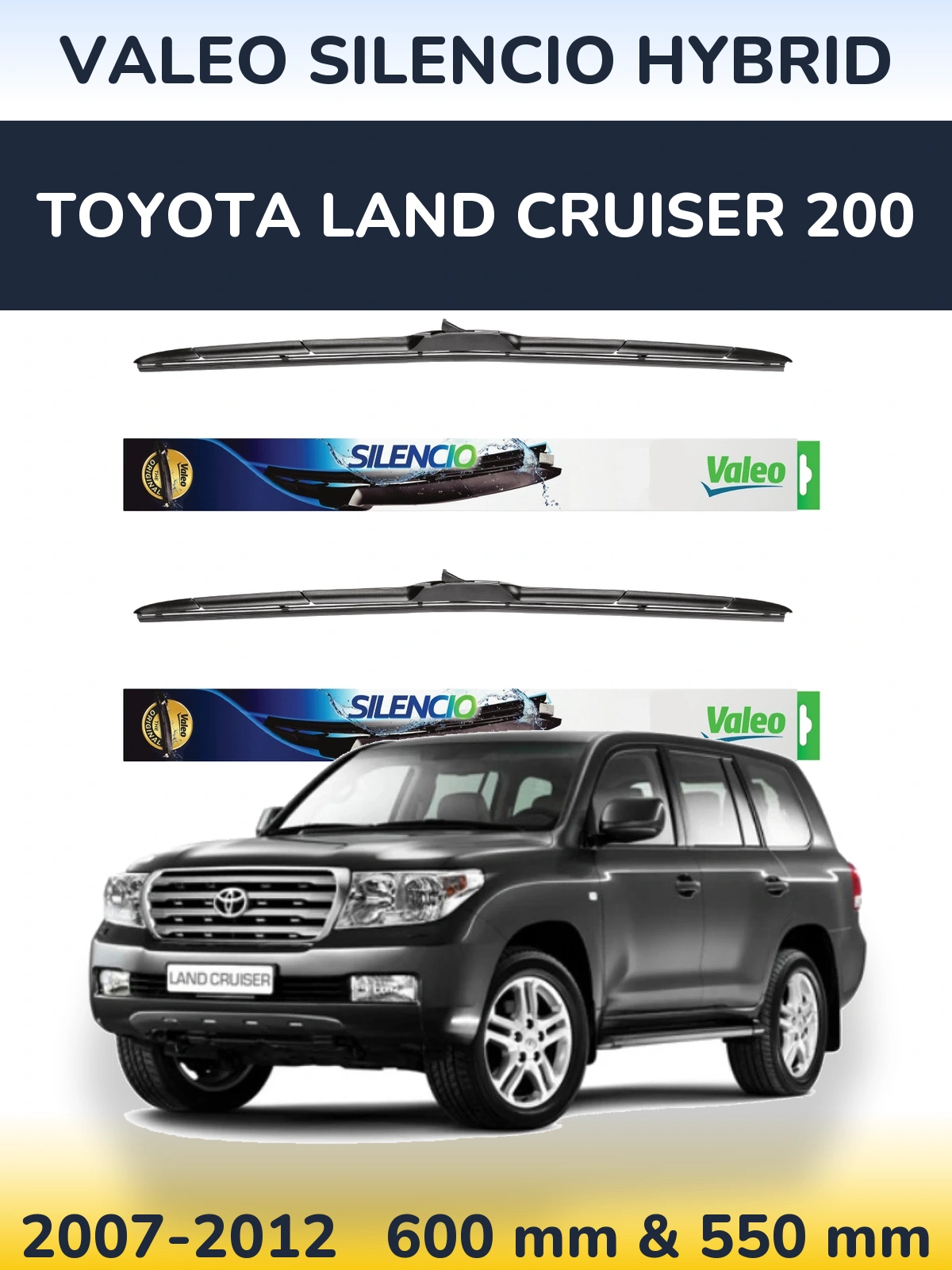 Комплект передних дворников Valeo Silencio Hybrid 600 & 550 мм для Toyota Land Cruiser 200 2007-2012