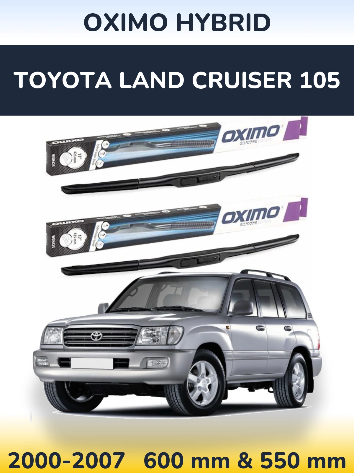 Комплект передних дворников Oximo Hybrid 600 & 550 мм для Toyota Land Cruiser 105 2000-2007
