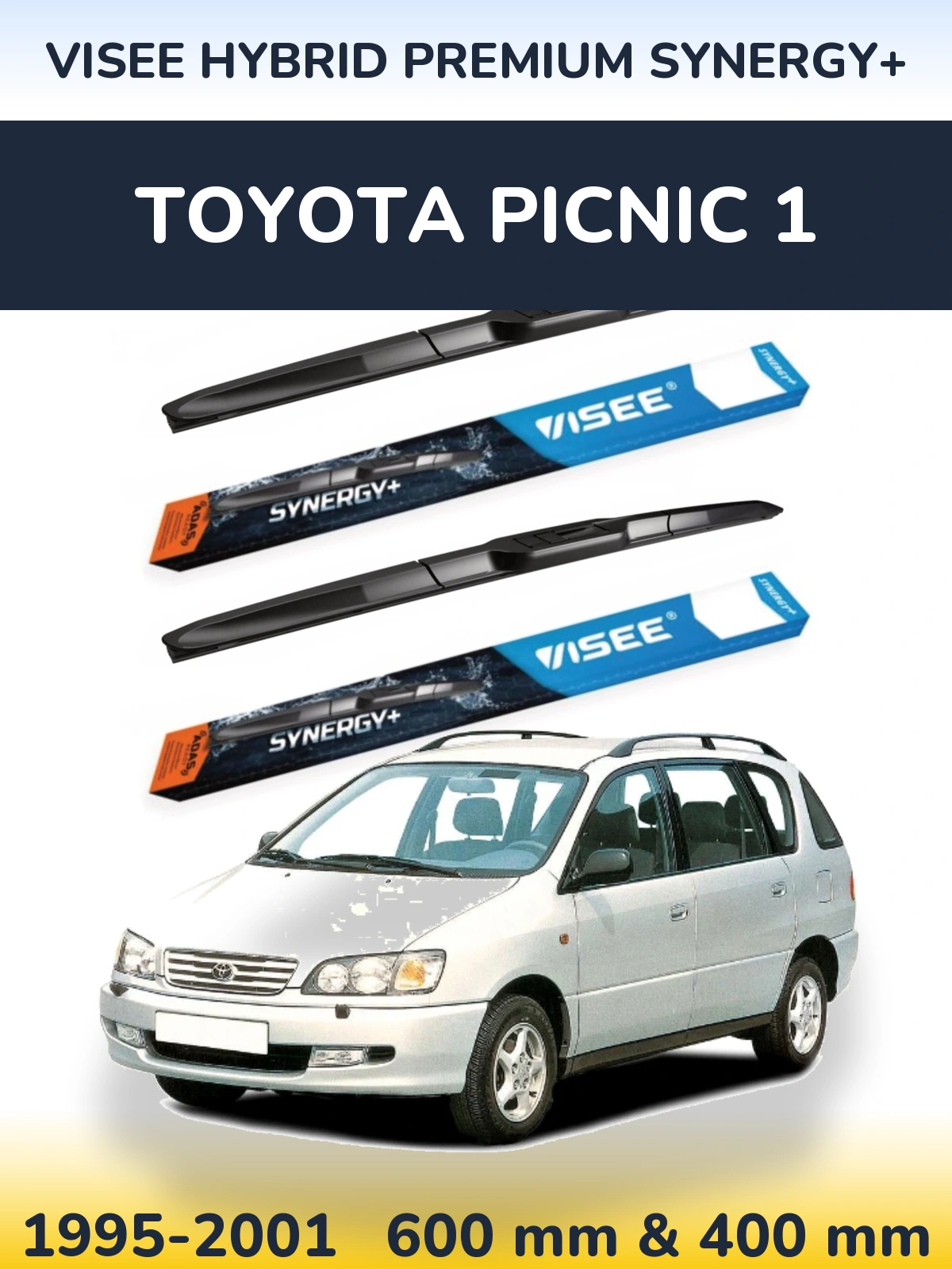 Комплект передних дворников VISEE HYBRID PREMIUM SYNERGY+ 600 & 400 мм для Toyota Picnic 1 1995-2001