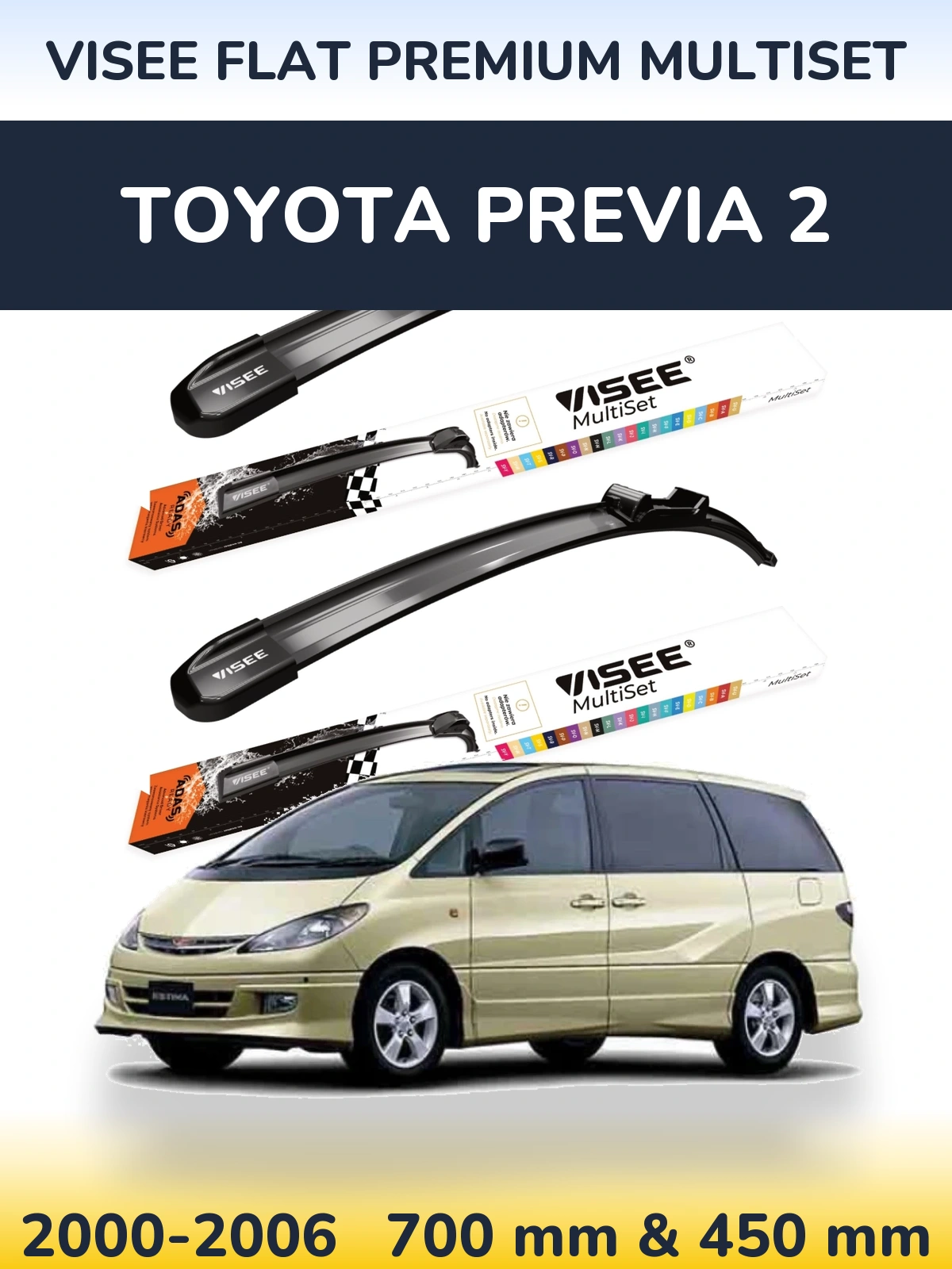 Ștergătoare VISEE FLAT PREMIUM MultiSet pentru Toyota Previa 2