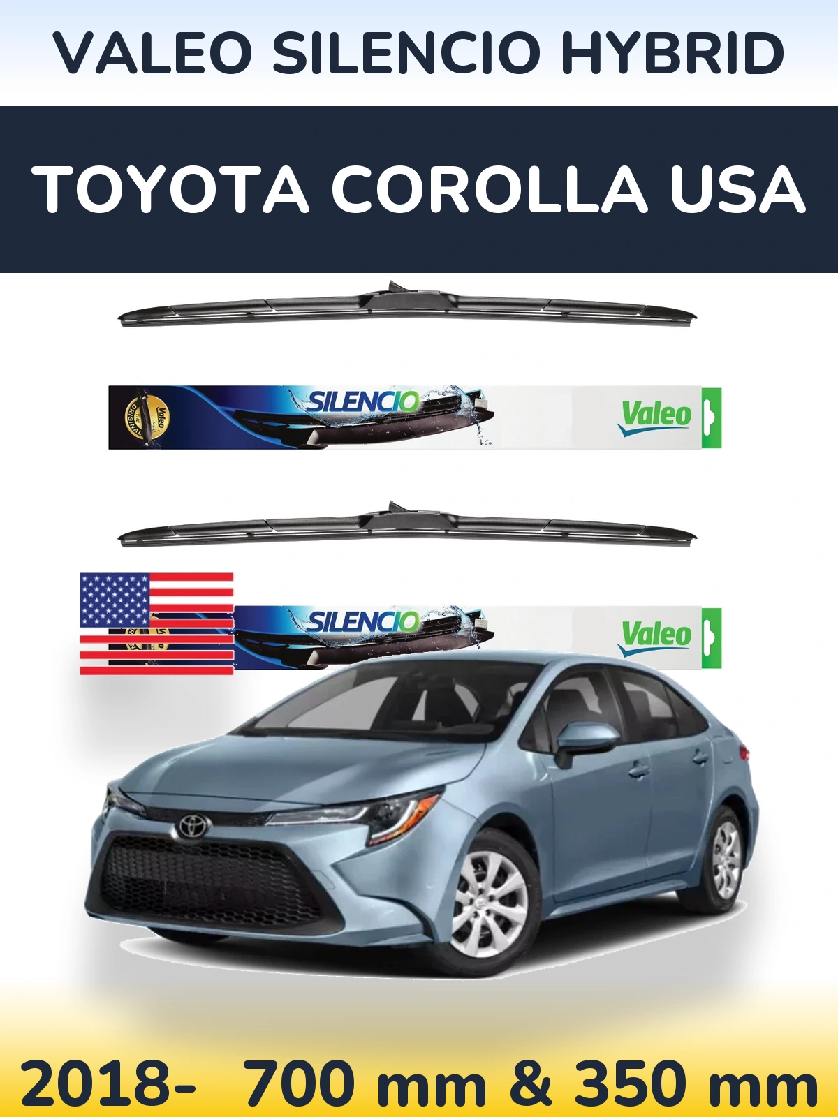 Ștergătoare Valeo Silencio Hybrid pentru Toyota Corolla USA