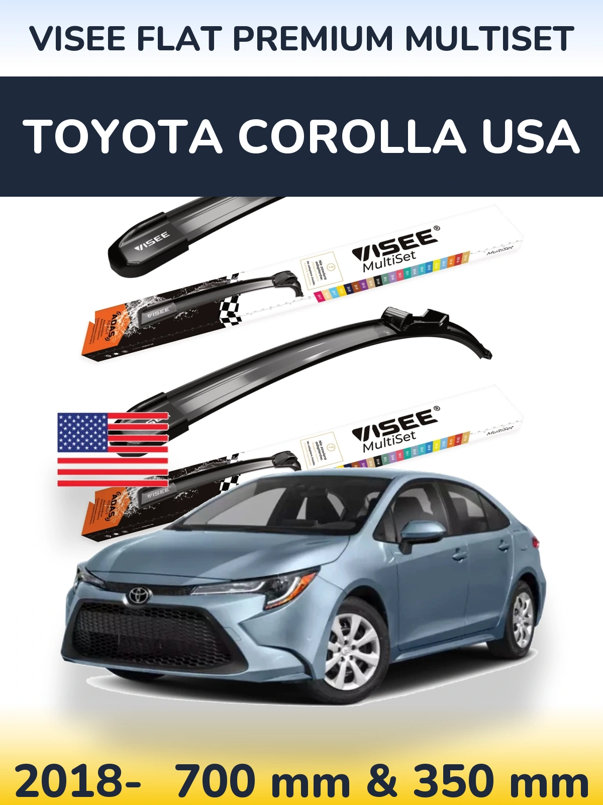 Ștergătoare VISEE FLAT PREMIUM MultiSet pentru Toyota Corolla USA