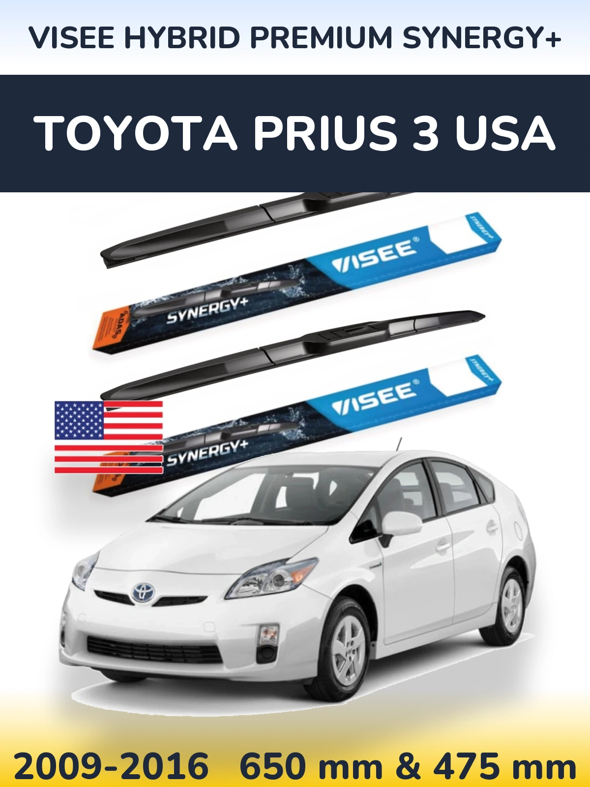 Ștergătoare VISEE HYBRID PREMIUM SYNERGY+ pentru Toyota Prius 3 USA