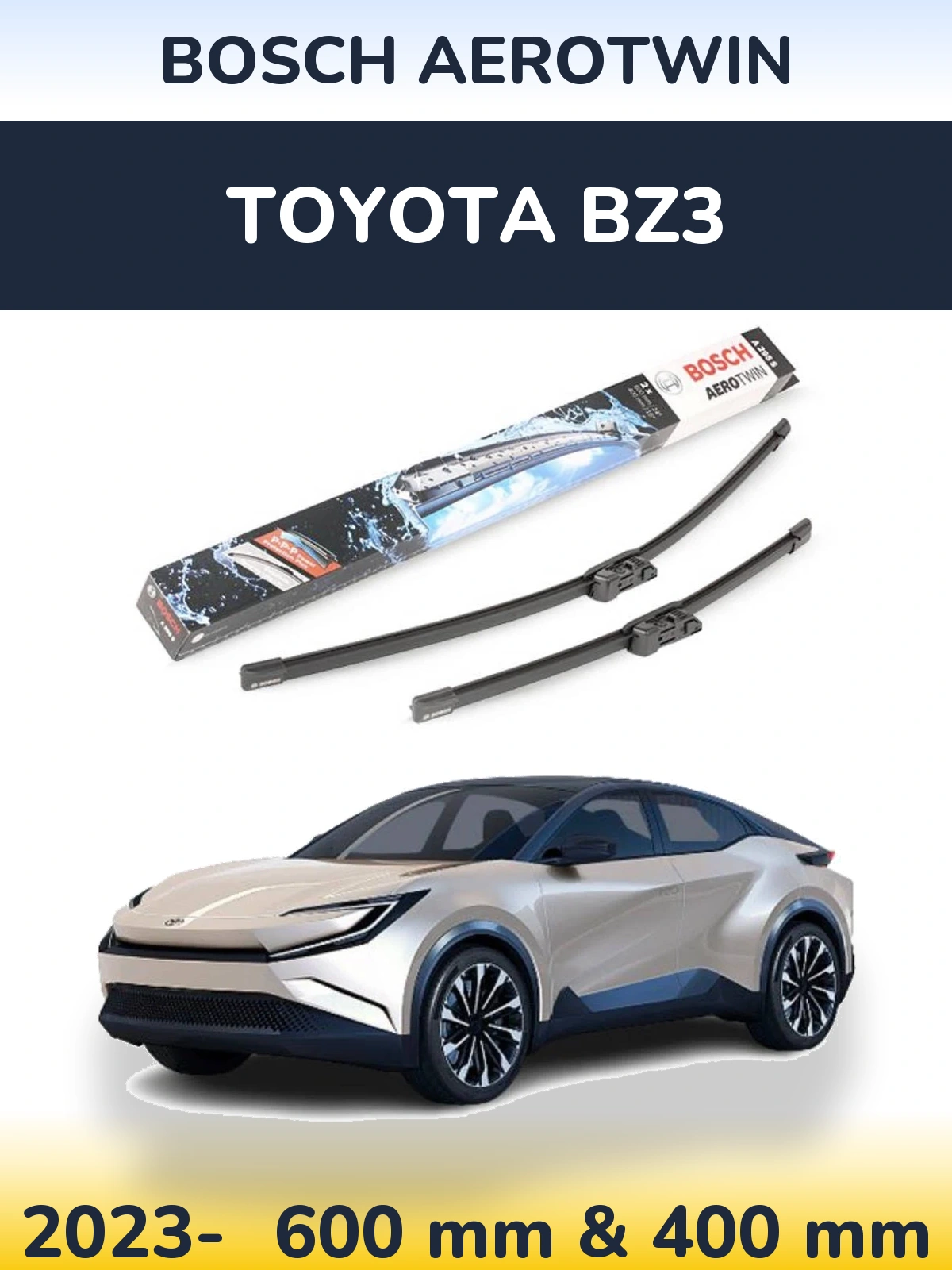 Комплект передних дворников BOSCH AeroTwin 600 & 400 мм для Toyota bZ3 2023-2026