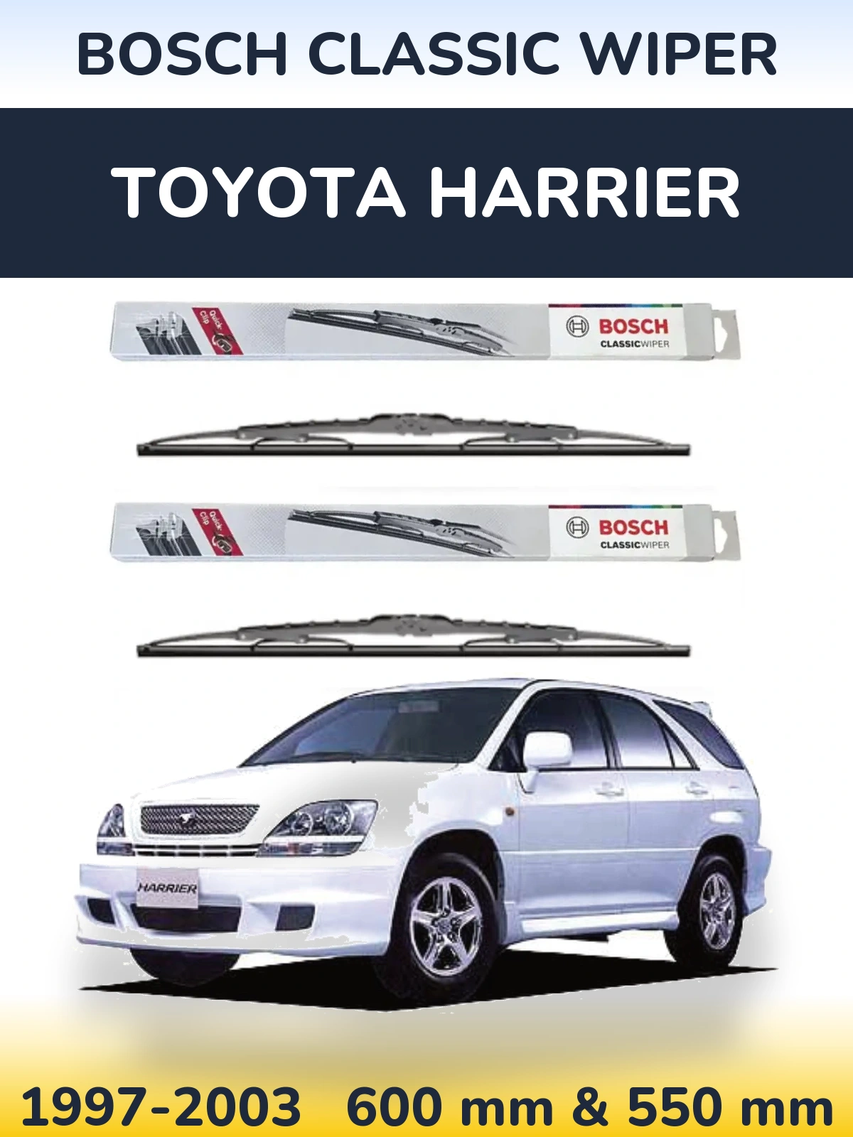 Комплект передних дворников BOSCH Classic Wiper 600 & 550 мм для Toyota Harrier 1997-2003