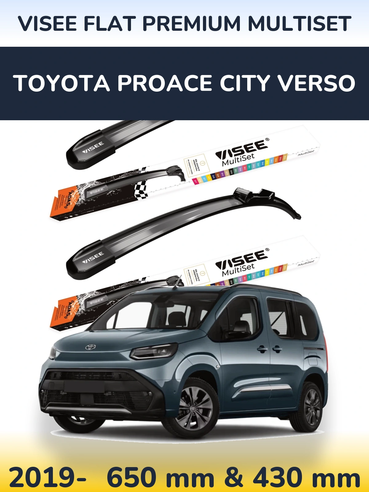 Ștergătoare VISEE FLAT PREMIUM MultiSet pentru Toyota ProAce City Verso