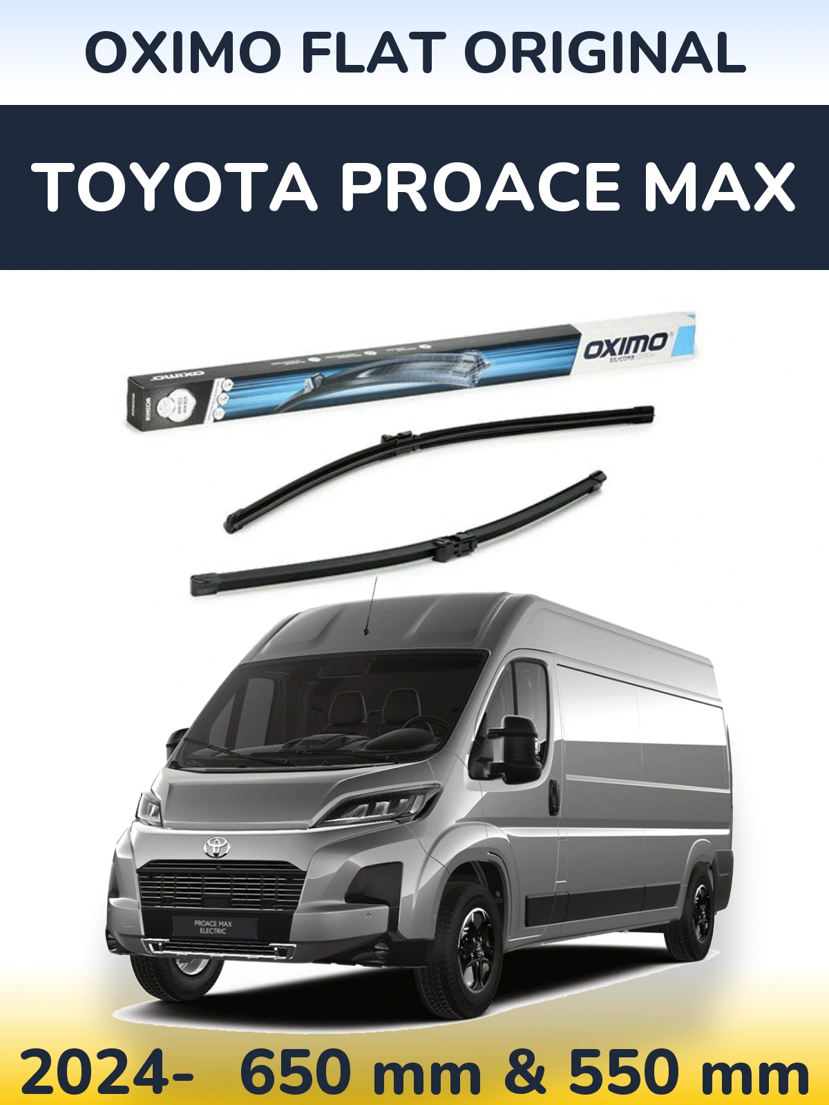 Комплект передних дворников Oximo Flat Original 650 & 550 мм для Toyota ProAce Max 2024-2026