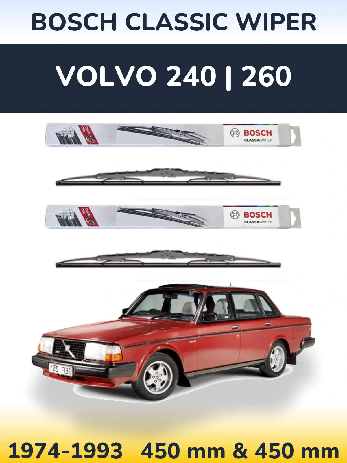 Ștergătoare BOSCH Classic Wiper pentru Volvo 240 | 260