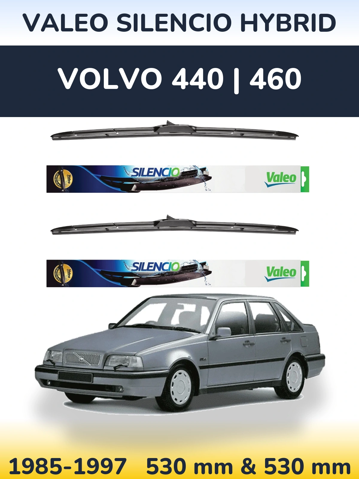 Комплект передних дворников Valeo Silencio Hybrid 530 & 530 мм для Volvo 440 | 460 1985-1997