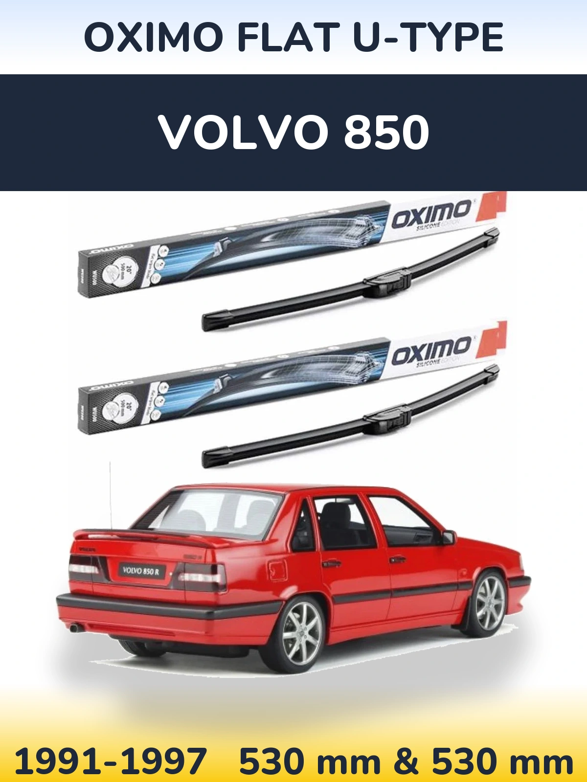Комплект передних дворников Oximo Flat U-type 530 & 530 мм для Volvo 850 1991-1997