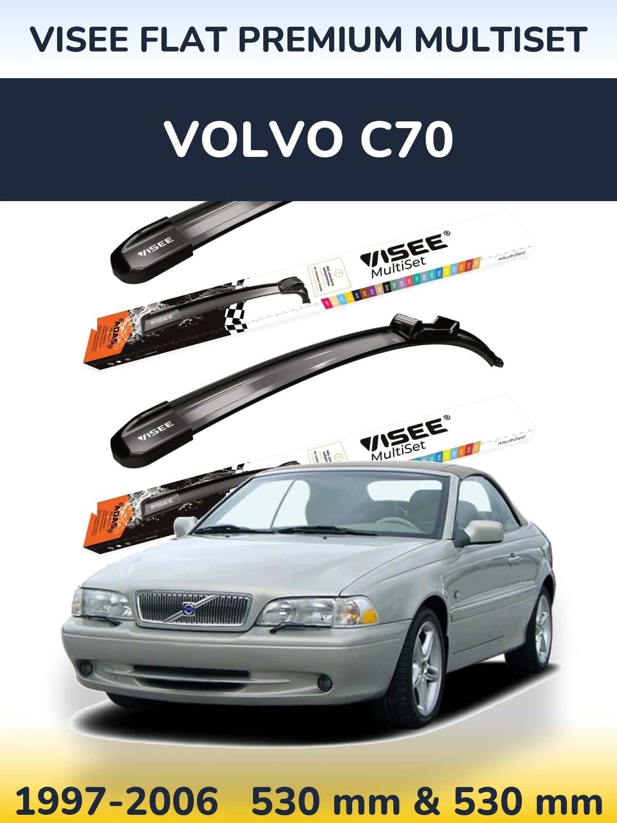 Ștergătoare VISEE FLAT PREMIUM MultiSet pentru Volvo C70