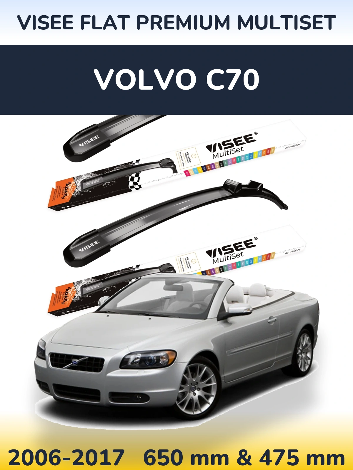 Ștergătoare VISEE FLAT PREMIUM MultiSet pentru Volvo C70