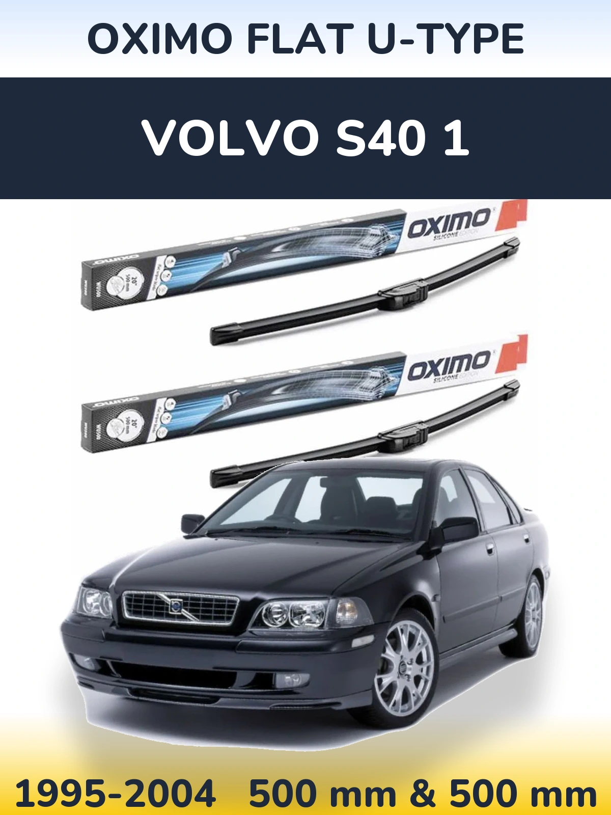 Комплект передних дворников Oximo Flat U-type 500 & 500 мм для Volvo S40 1 1995-2004
