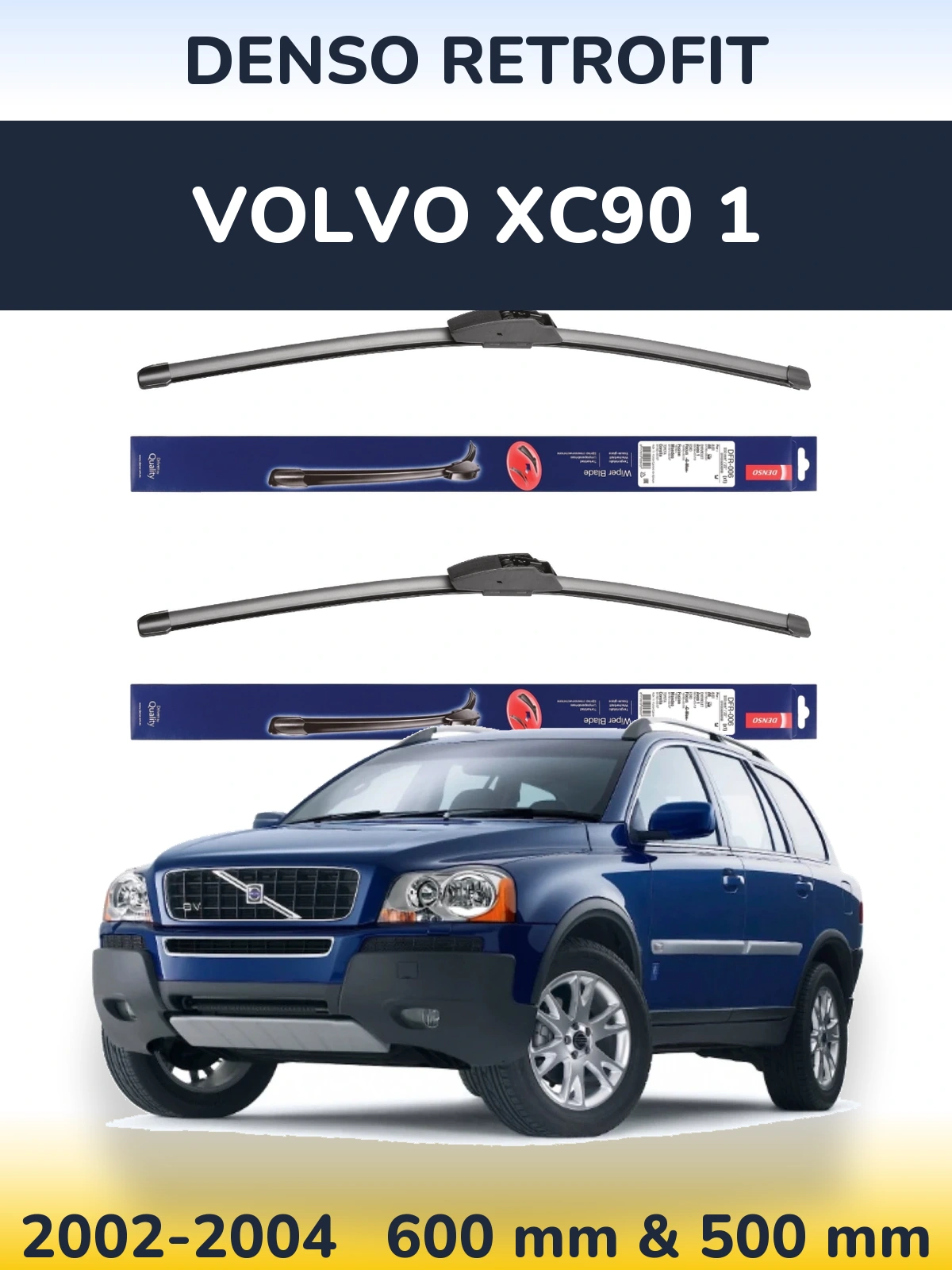 Комплект передних дворников Denso Retrofit 600 & 500 мм для Volvo XC90 1 2002-2004