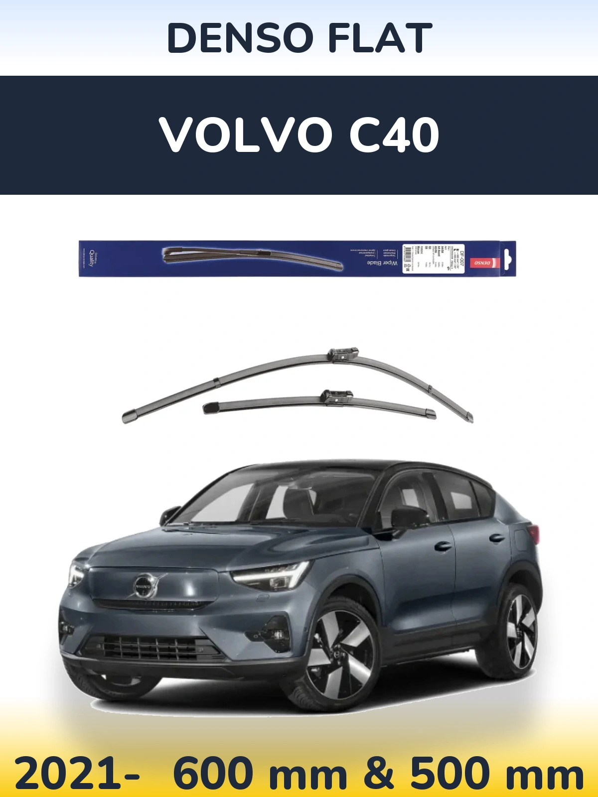 Комплект передних дворников Denso Flat 600 & 500 мм для Volvo C40 2021-2026