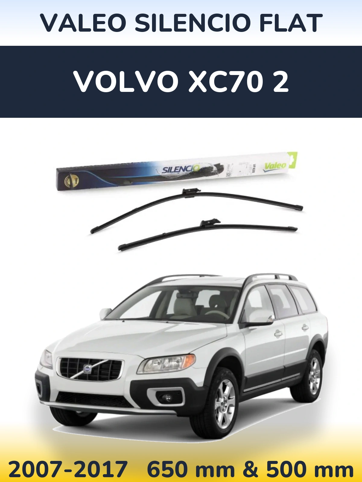 Комплект передних дворников Valeo Silencio Flat 650 & 500 мм для Volvo XC70 2 2007-2017